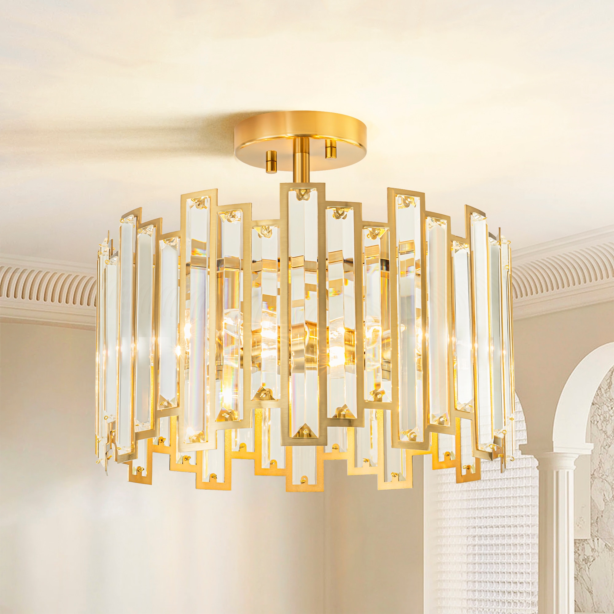 Rennnsan FL810159318 Erin 5 -Light 14.2-in Gold Semi Flush Mount Light