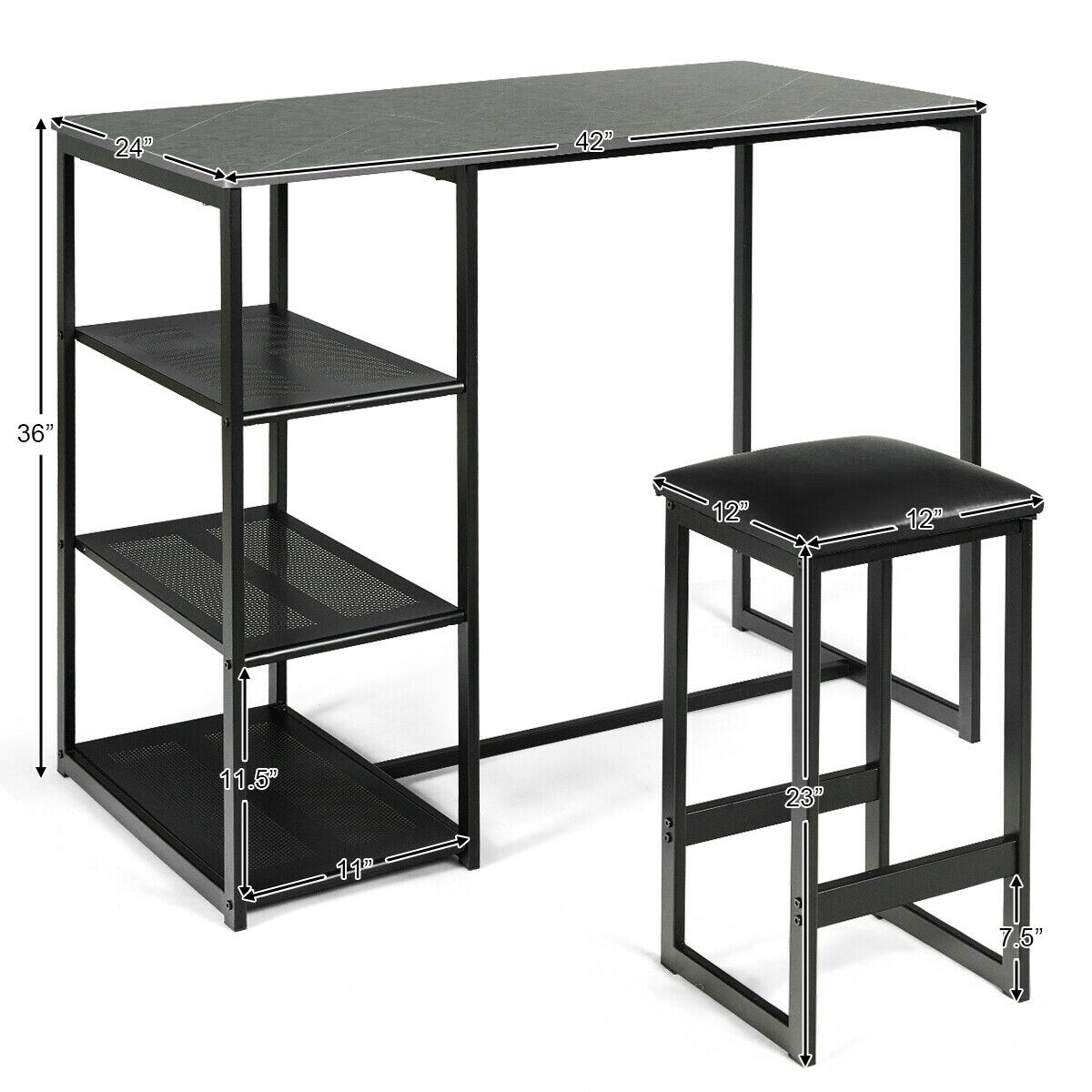 CASAINC WF-HW66269BK-LA Dining table Black Contemporary/Modern Dining Room Set with Rectangular Table (Seats 4)