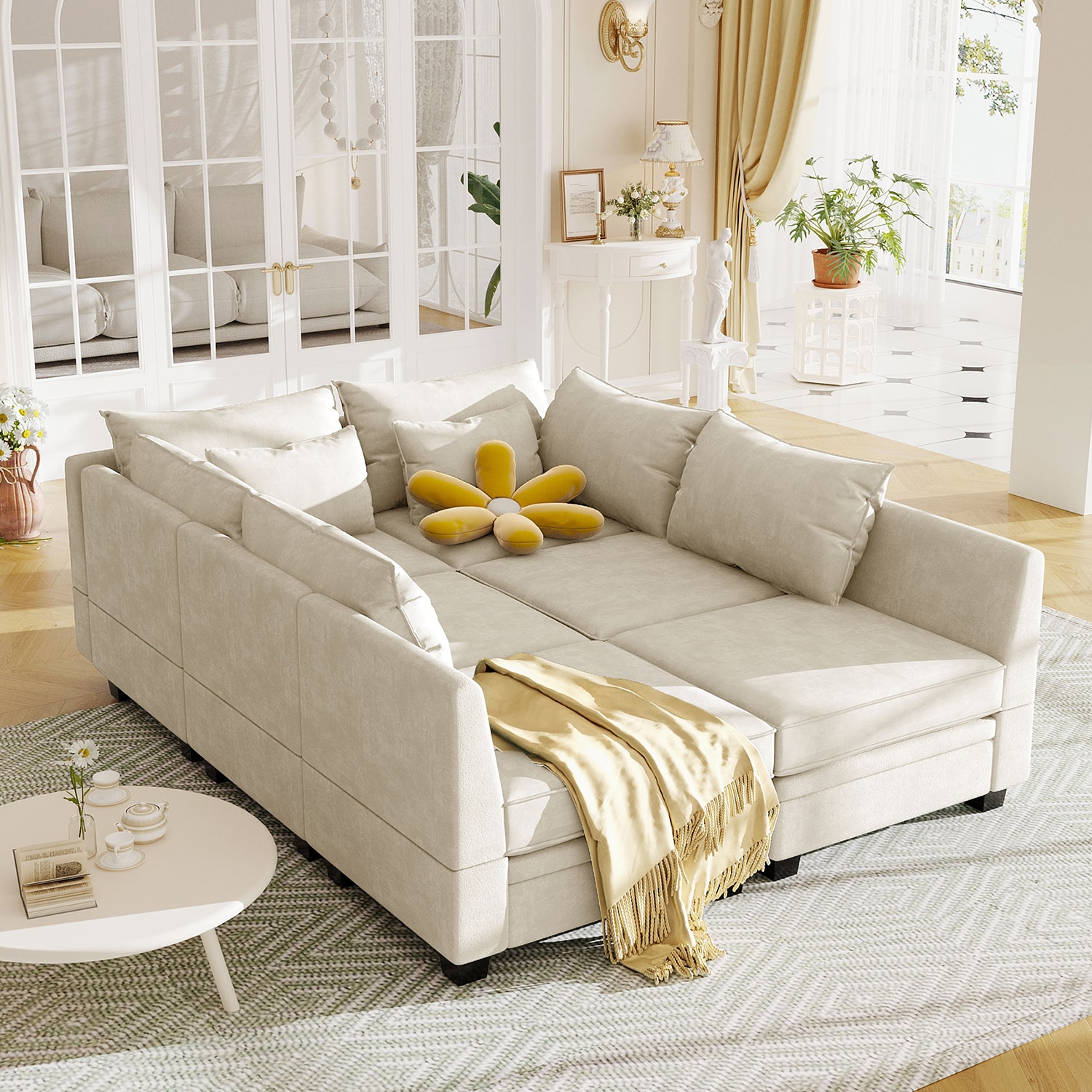 Modern large store linen sectional sofa