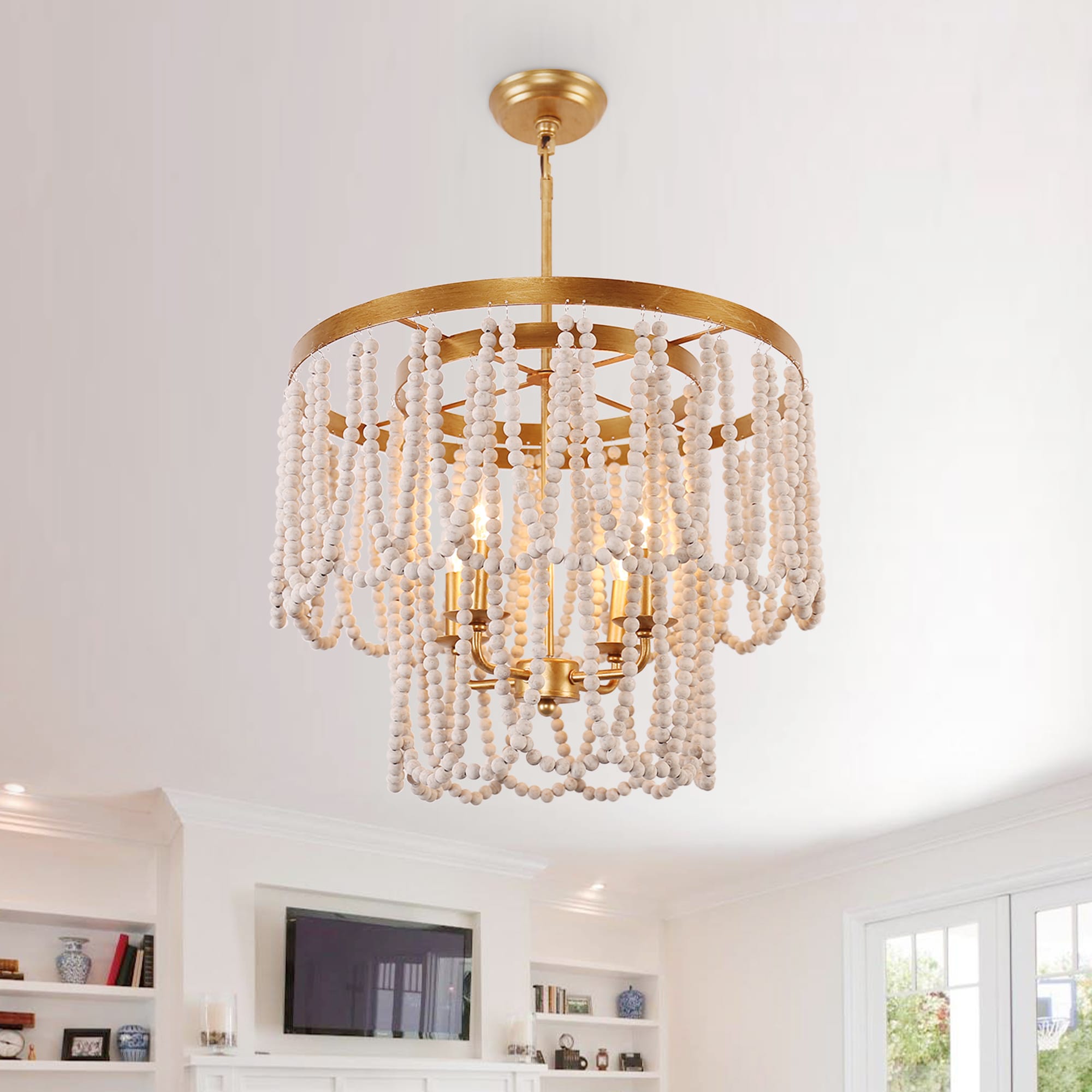 Bella Depot FC4039-4G FC4039 4 -Light Gold French country/cottage Wood For Use in Bedrooms, Dining Rooms, Foyers, Kitchens, Living Rooms Chandelier