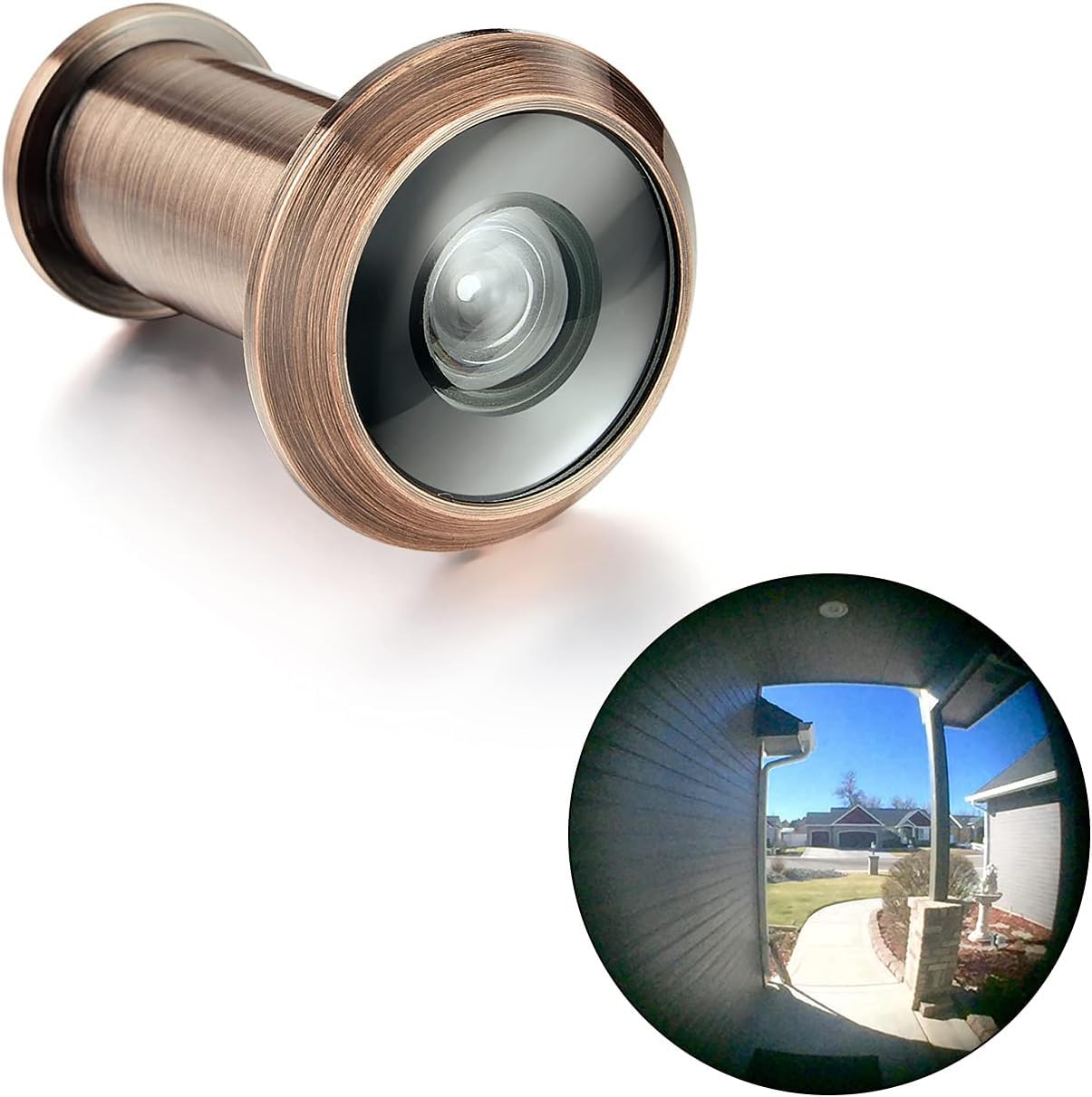 LILILIAN FMY Solid Brass Door Viewer with HD Glass Lens 220 Degree Wide Angle for One and Three Eighths to Two and One Sixth Inch Doors Antique #LRO0824O683