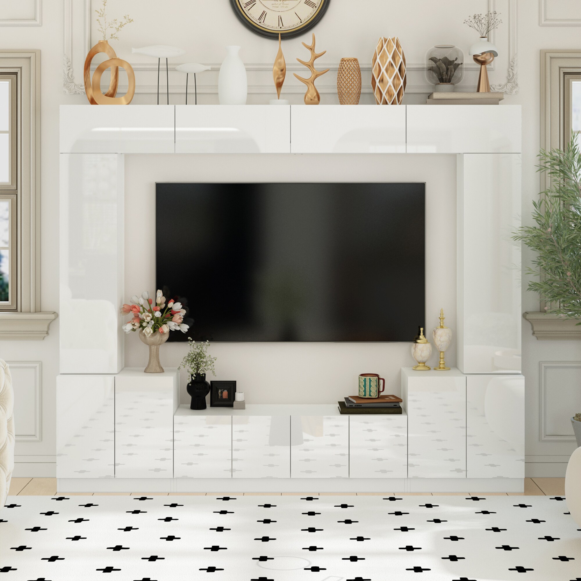 FUFU&GAGA KF020474-01+02 Modern/Contemporary White TV cabinet Integrated TV Mount ( Accommodates TVs up to 80-in )