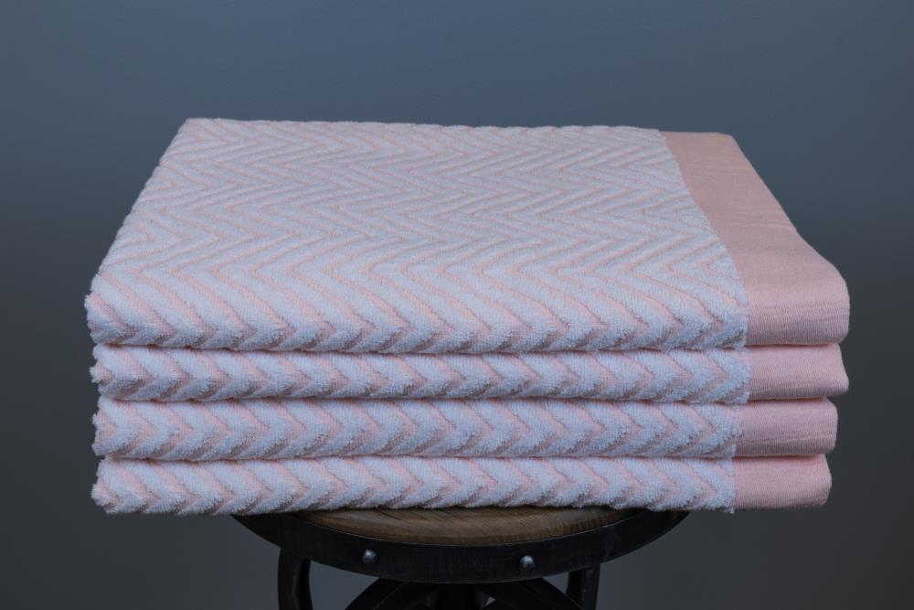 Fibertone KIT-BT14181CVPHFT4P 4-Piece Peach Cotton Beach Towel