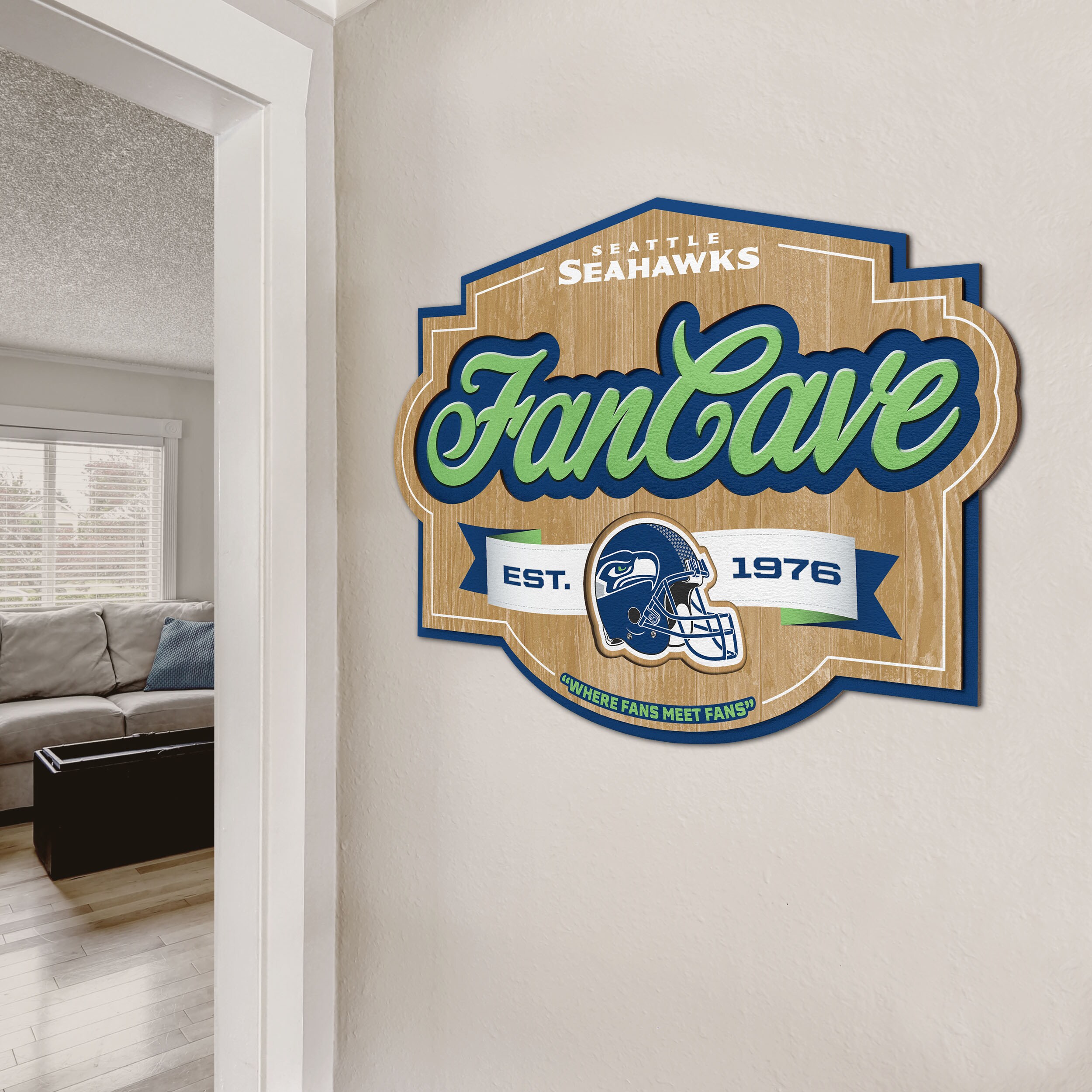 : FANMATS NFL - Seattle Seahawks Heavy Duty Aluminum Color Emblem  , Blue, 4 : Sports & Outdoors