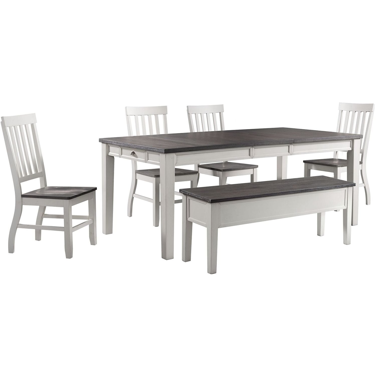 Hanover HDR009-6PC-WH White, Dark Contemporary/Modern Dining Room Set with Rectangular Table ( Seats 5 )