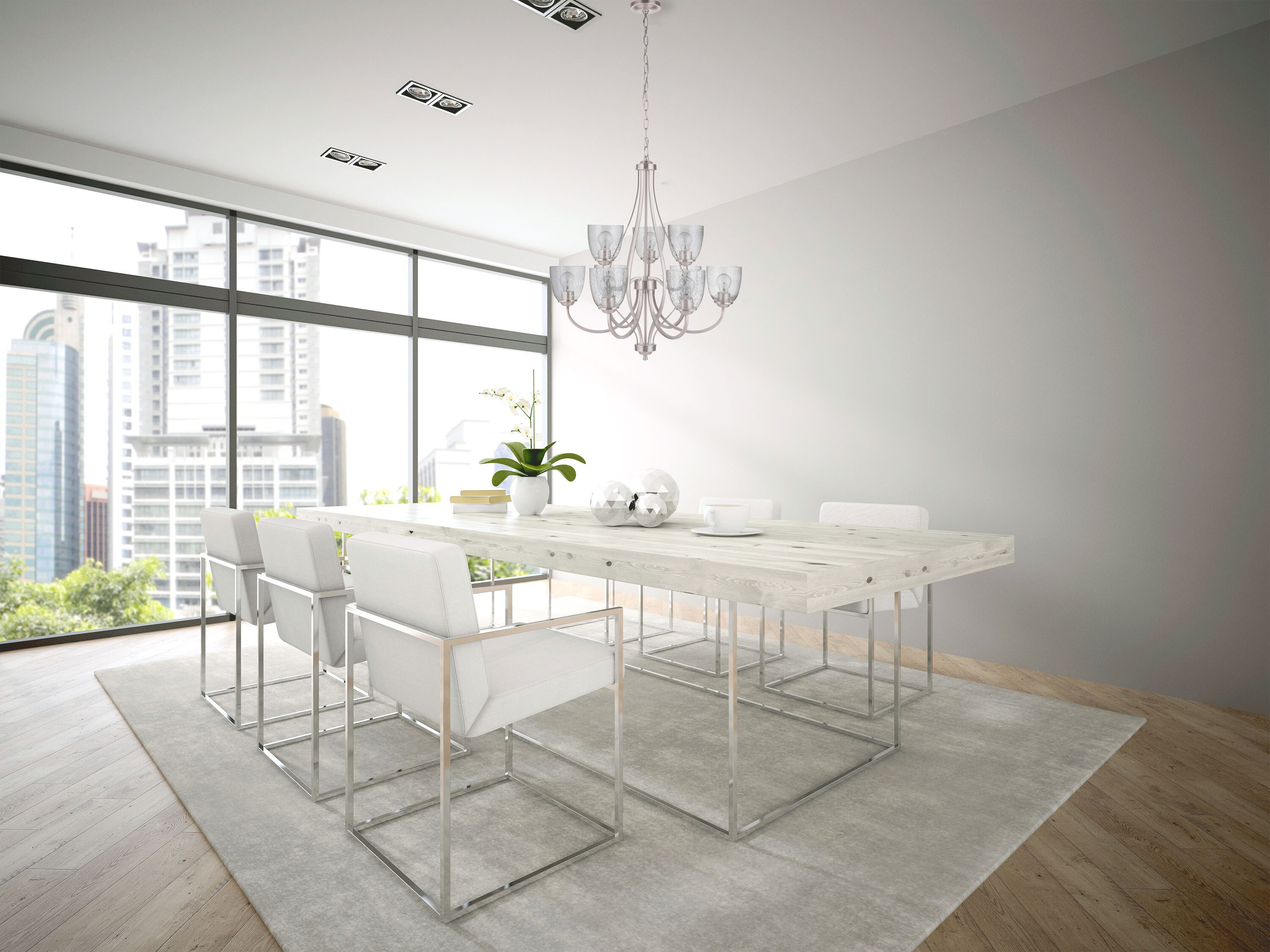 Serene Brushed Polished Nickel 9-Light Transitional Chandelier