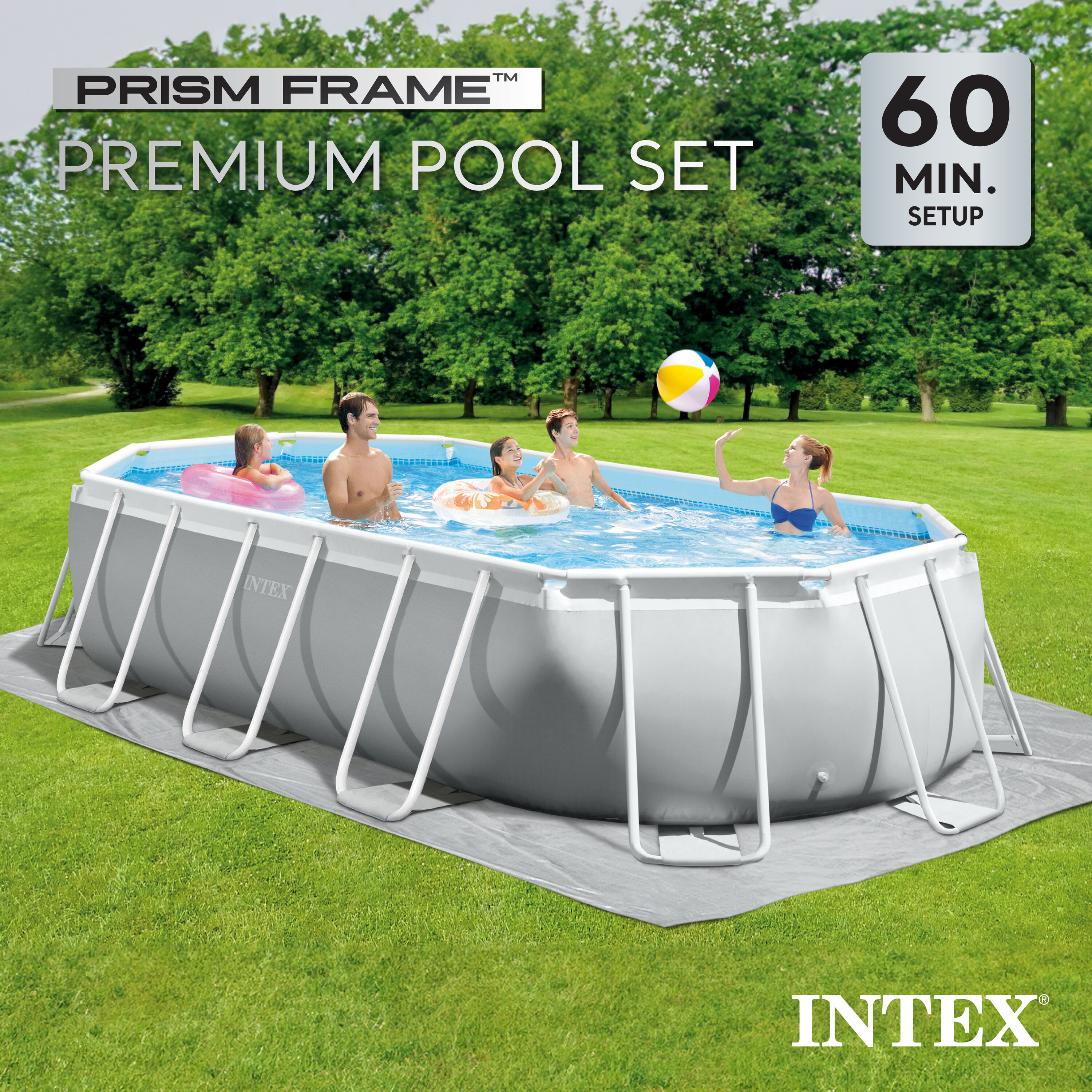 Intex 16.5-ft x 9-ft x 48-in Metal Frame Oval Above-Ground Pool with ...