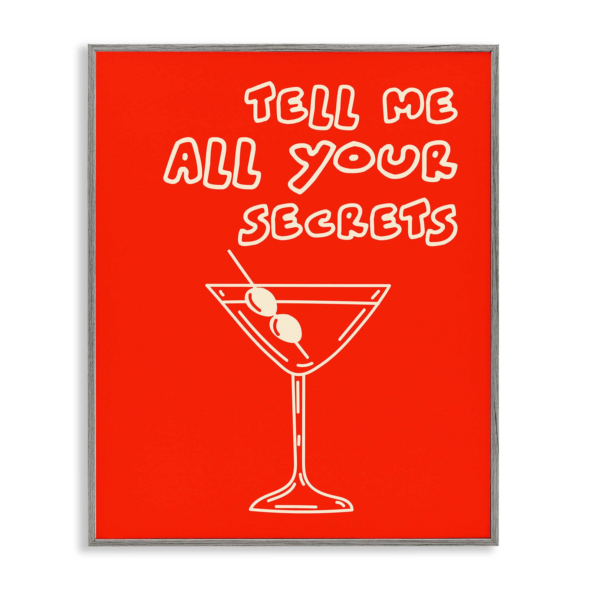 Stupell Industries  Tell Me Your Secrets Cocktail Gray Framed Giclee Art By House of Lulu 24 x 30
