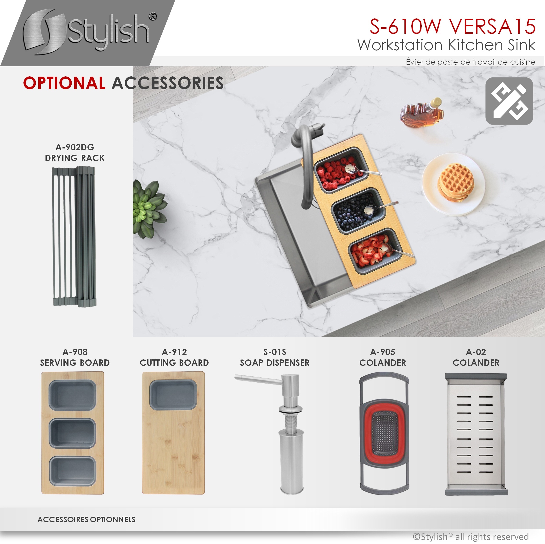 Stylish S-610W1 Kitchen-Sinks - View #14