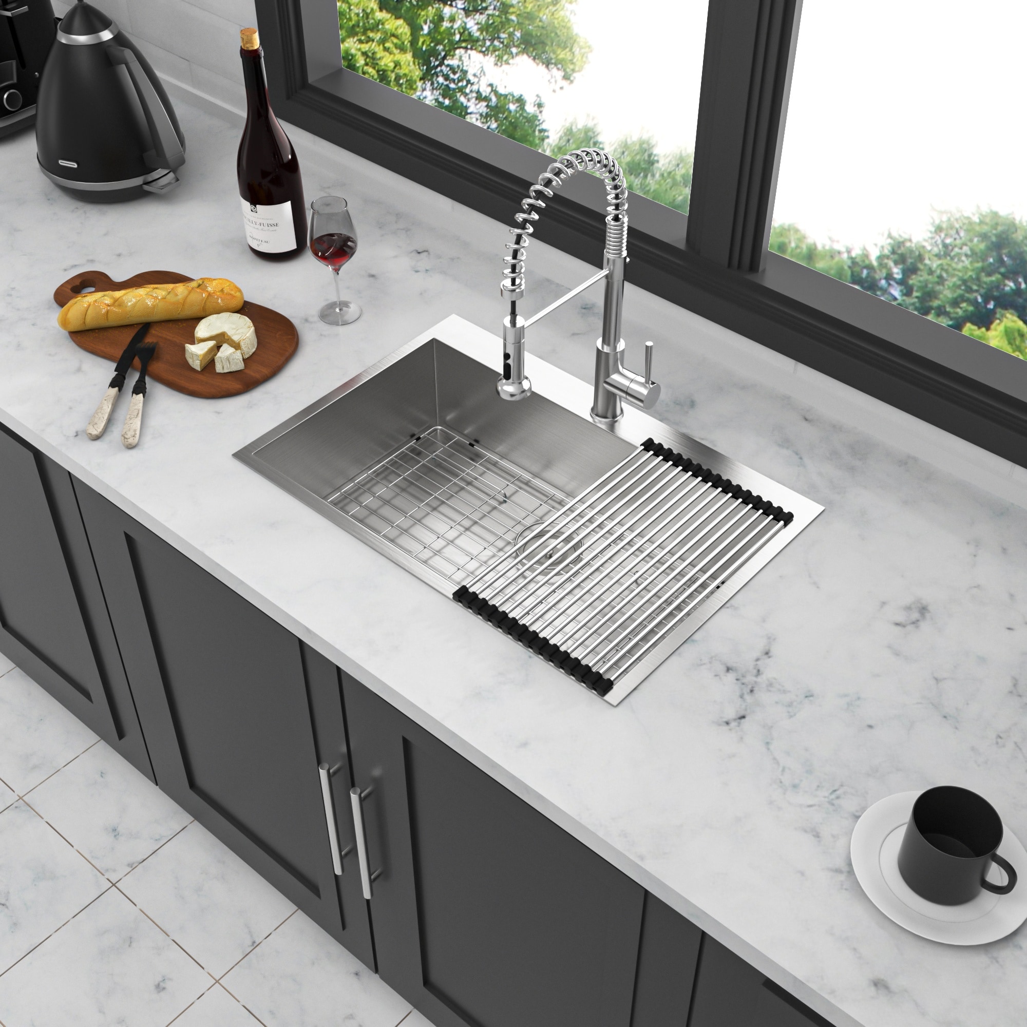 Vorene - 33x22x9 inch topmount drop in kitchen sink features industrial grade 16 gauge stainless ...