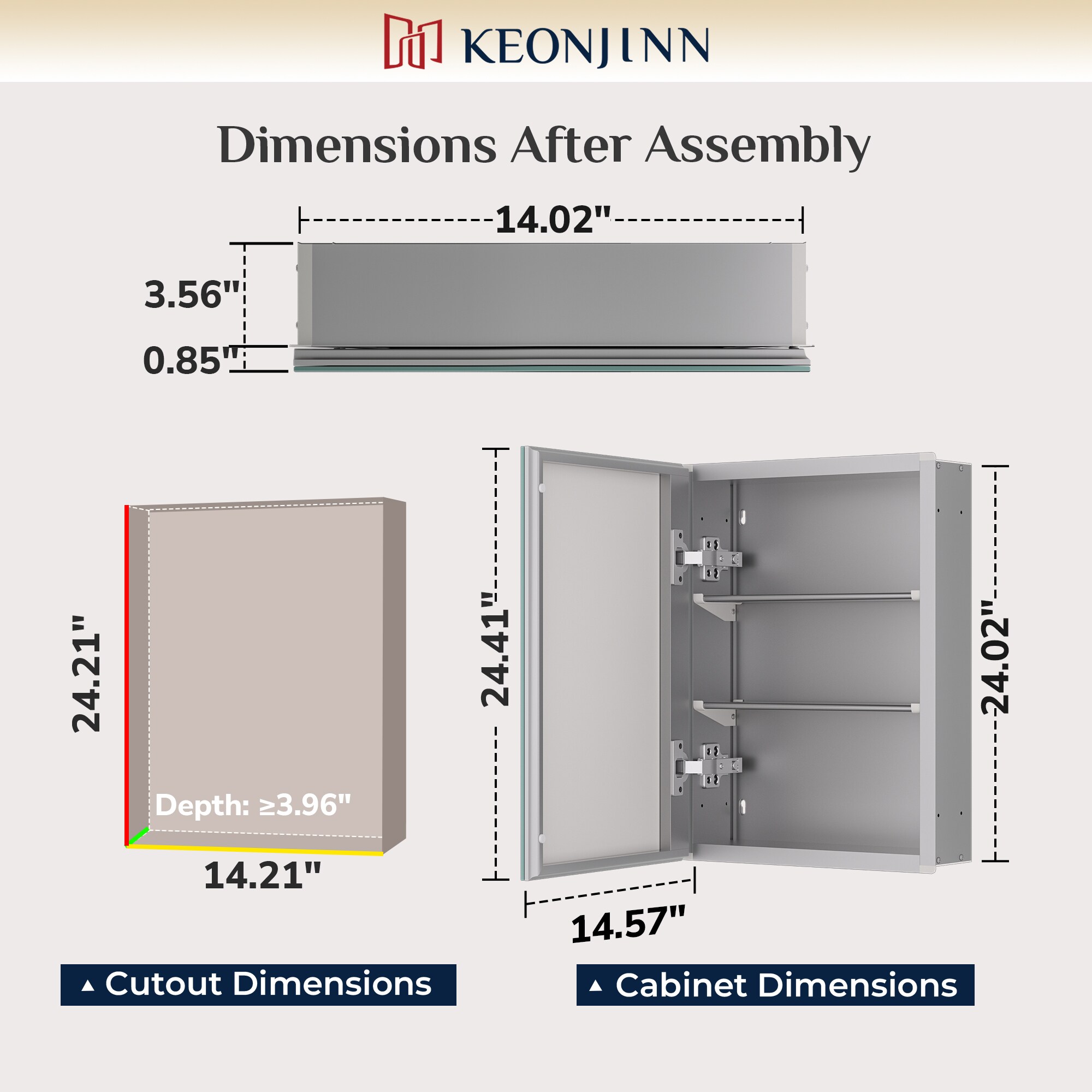 Keonjinn LW-JG-FXFJP-3561-SI Bathroom-Medicine-Cabinets - View #4