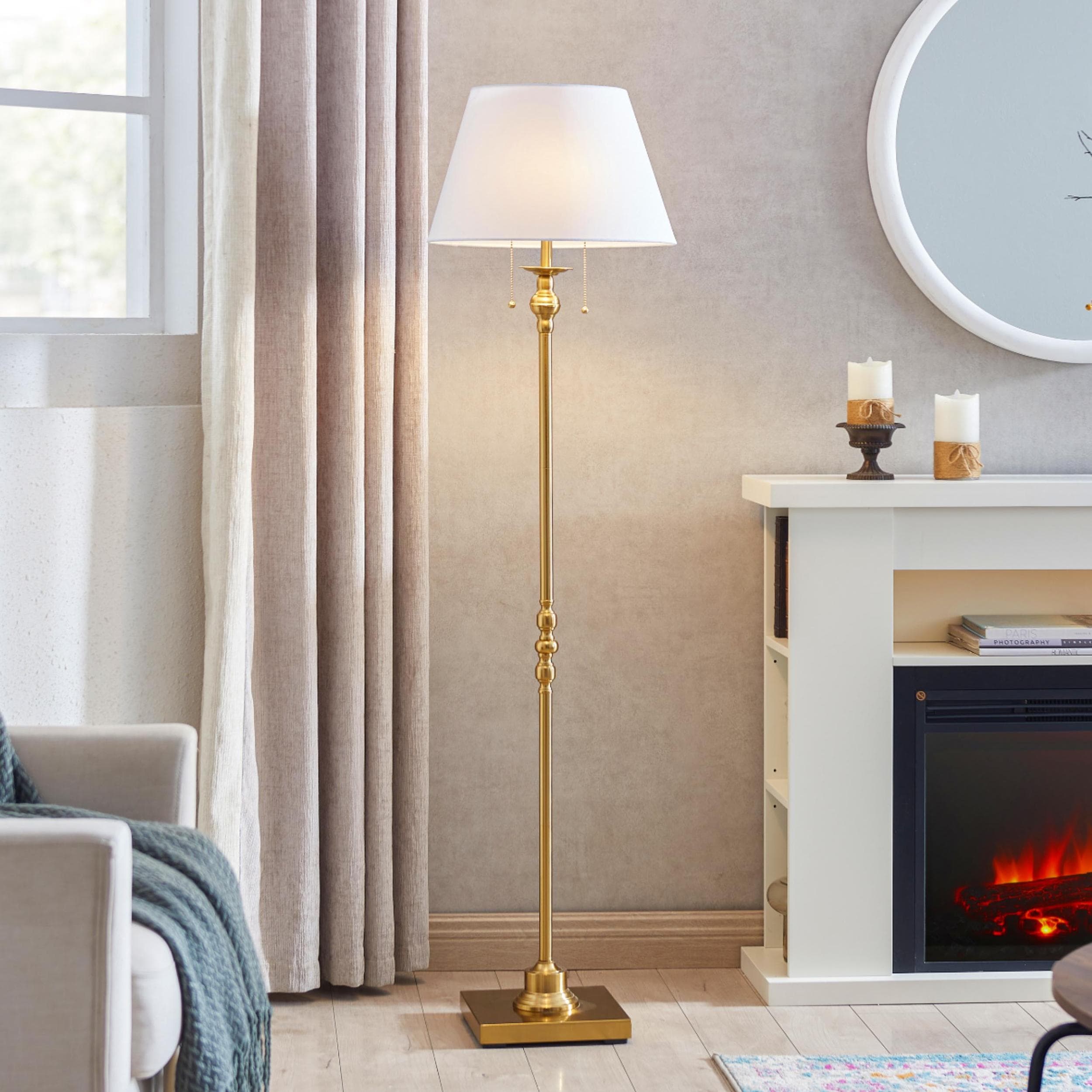 KAWOTI 21159 60.5-in Gold Standard Floor Lamp with Fabric Shade