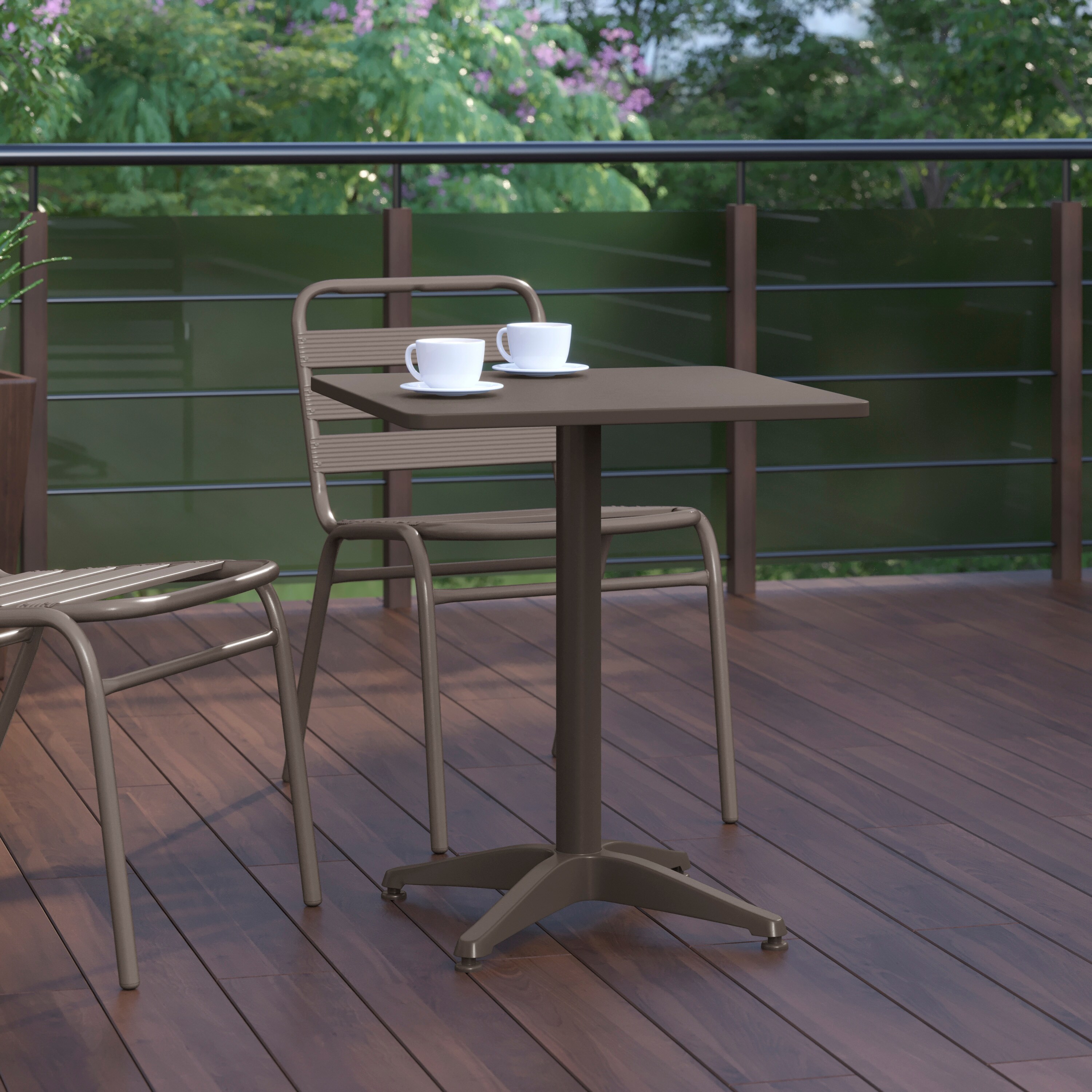 Flash Furniture Mellie 23.5-in Bronze Square Metal Indoor-Outdoor Table ...