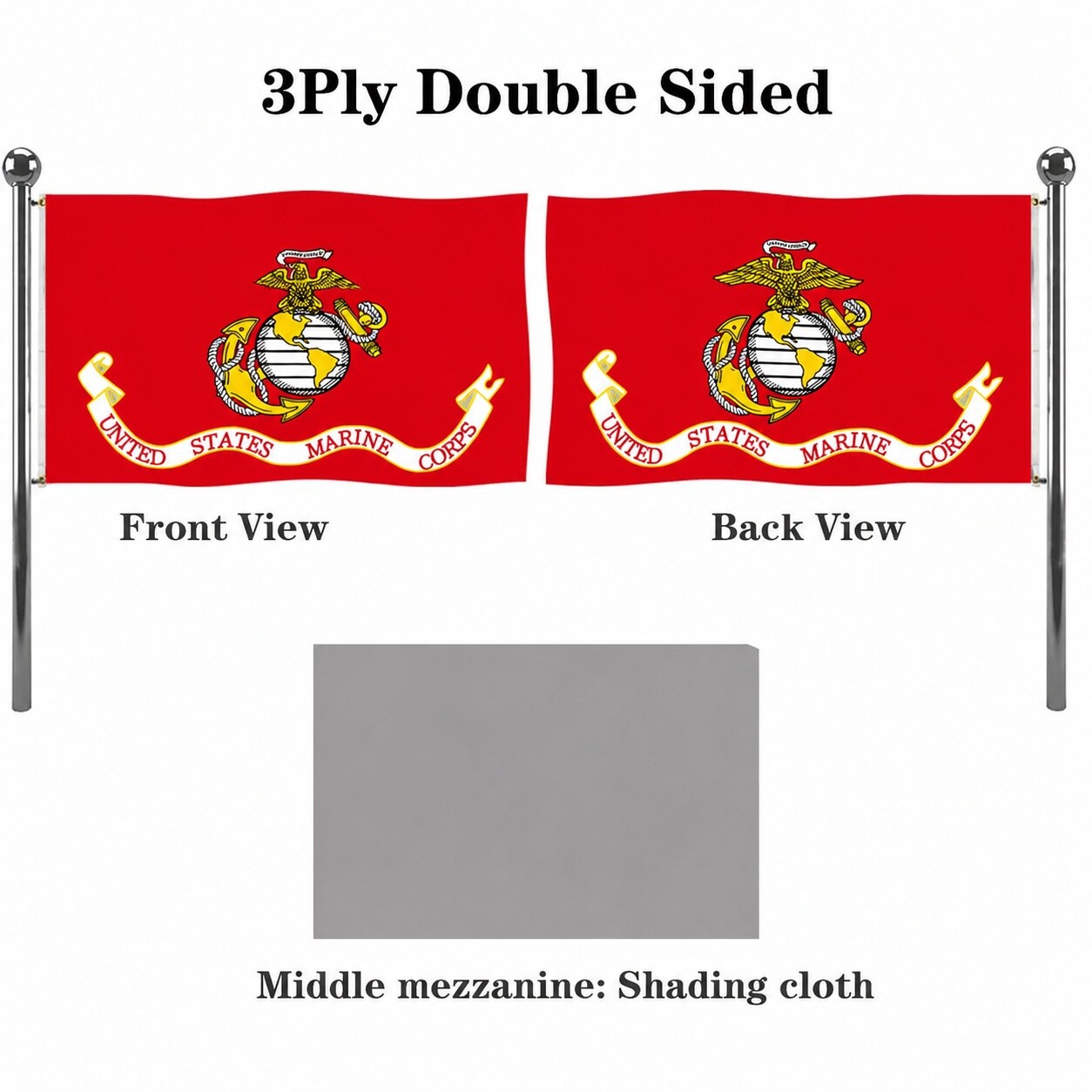 Misopily Double Sided US Marine Corps Flag 4x6 FT Outdoor 220D ...