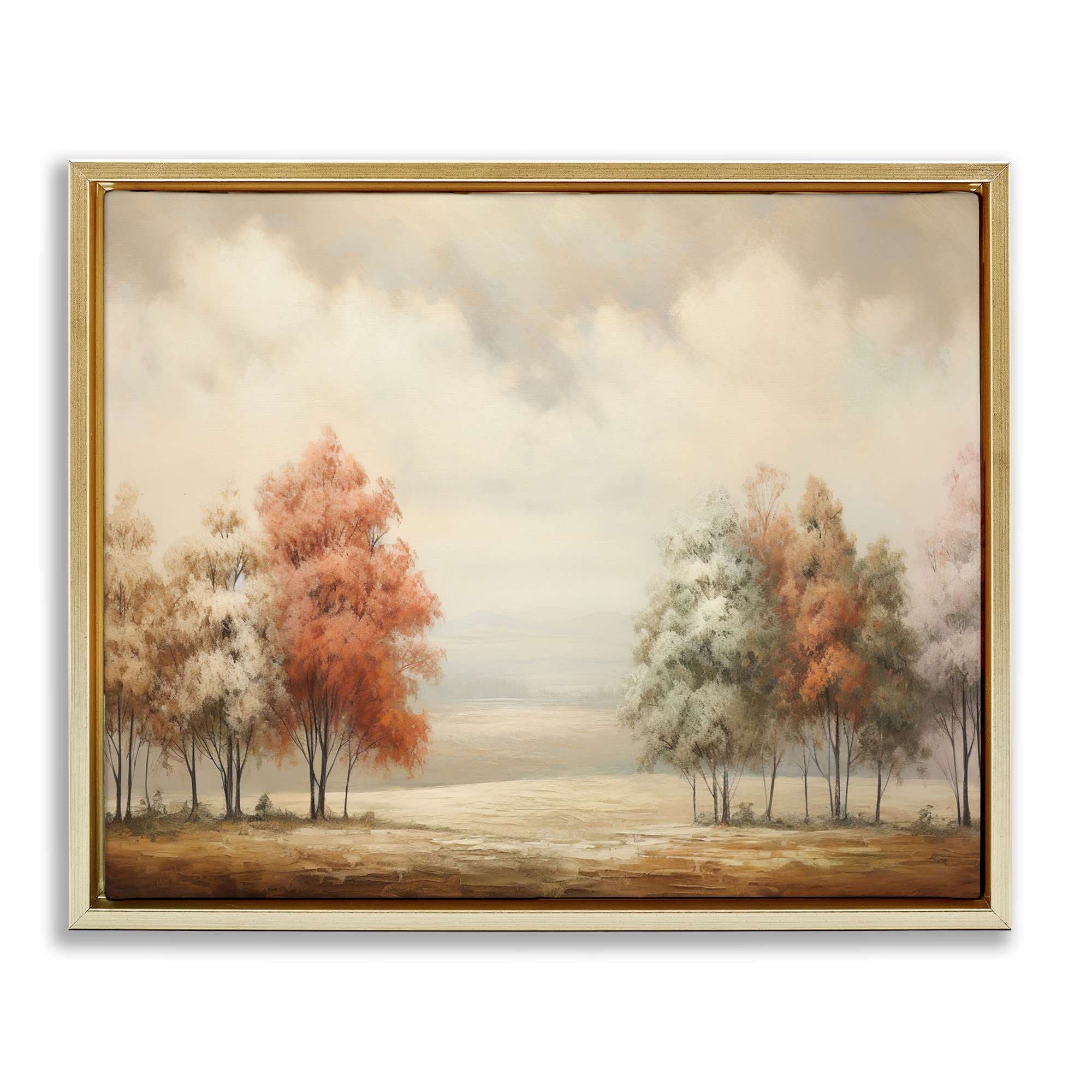 Stupell Industries BT-776-FFG-24X30 Muted Autumn Treeline Gold Framed Floater Canvas Wall Art By Franklyn Gregory 31 x 25