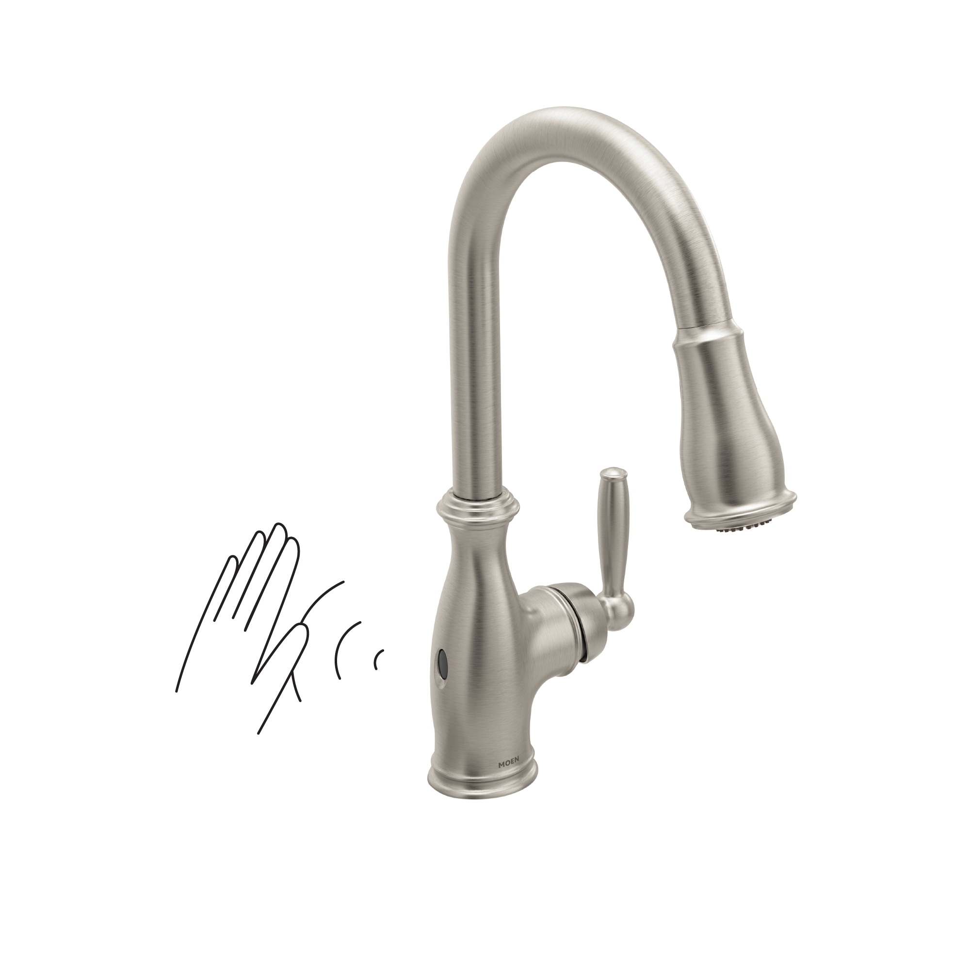 Touch Kitchen Faucet,KEER Smart Kitchen Sink Faucet with Pull Down Sprayer,  Touch on Activated Kitchen Bar Sink Faucet Brushed Nickel, Stainless Steel