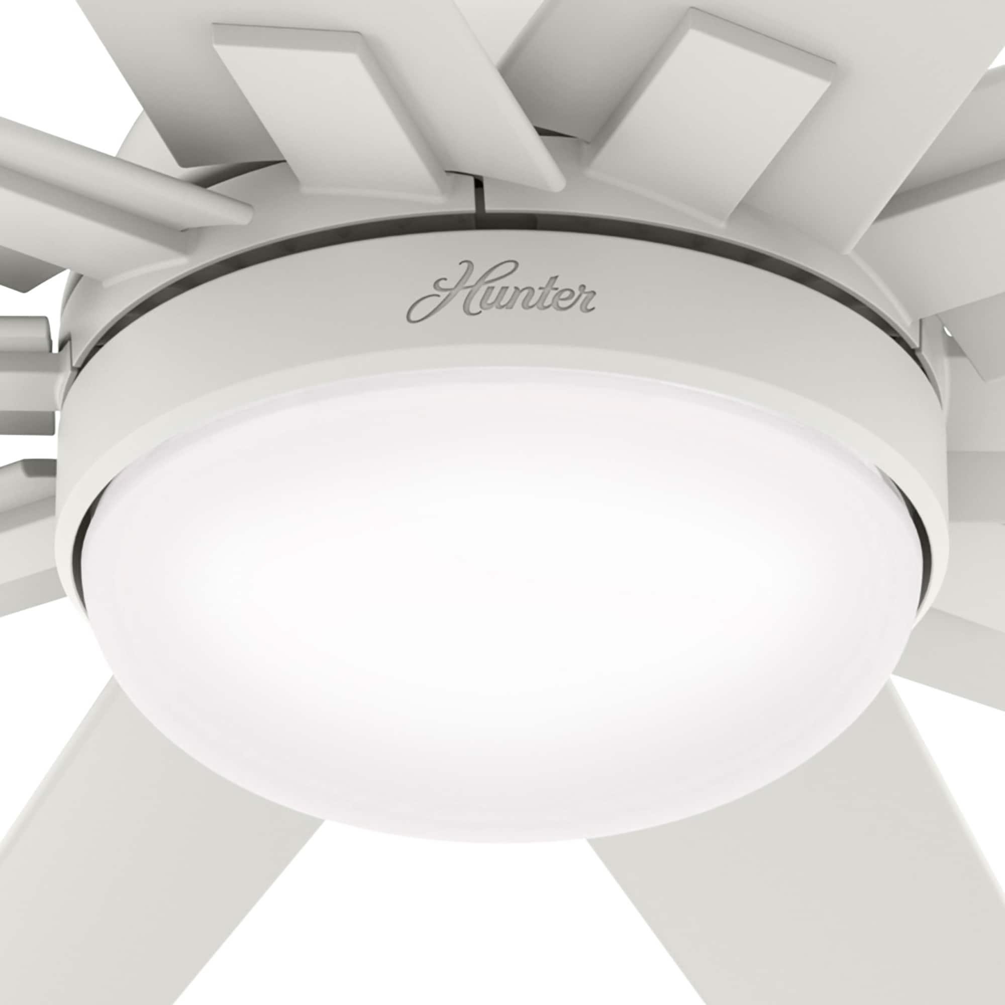 Hunter Overton 60 In Matte White Led Indooroutdoor Ceiling Fan With Light 10 Blade 50720 At 3855