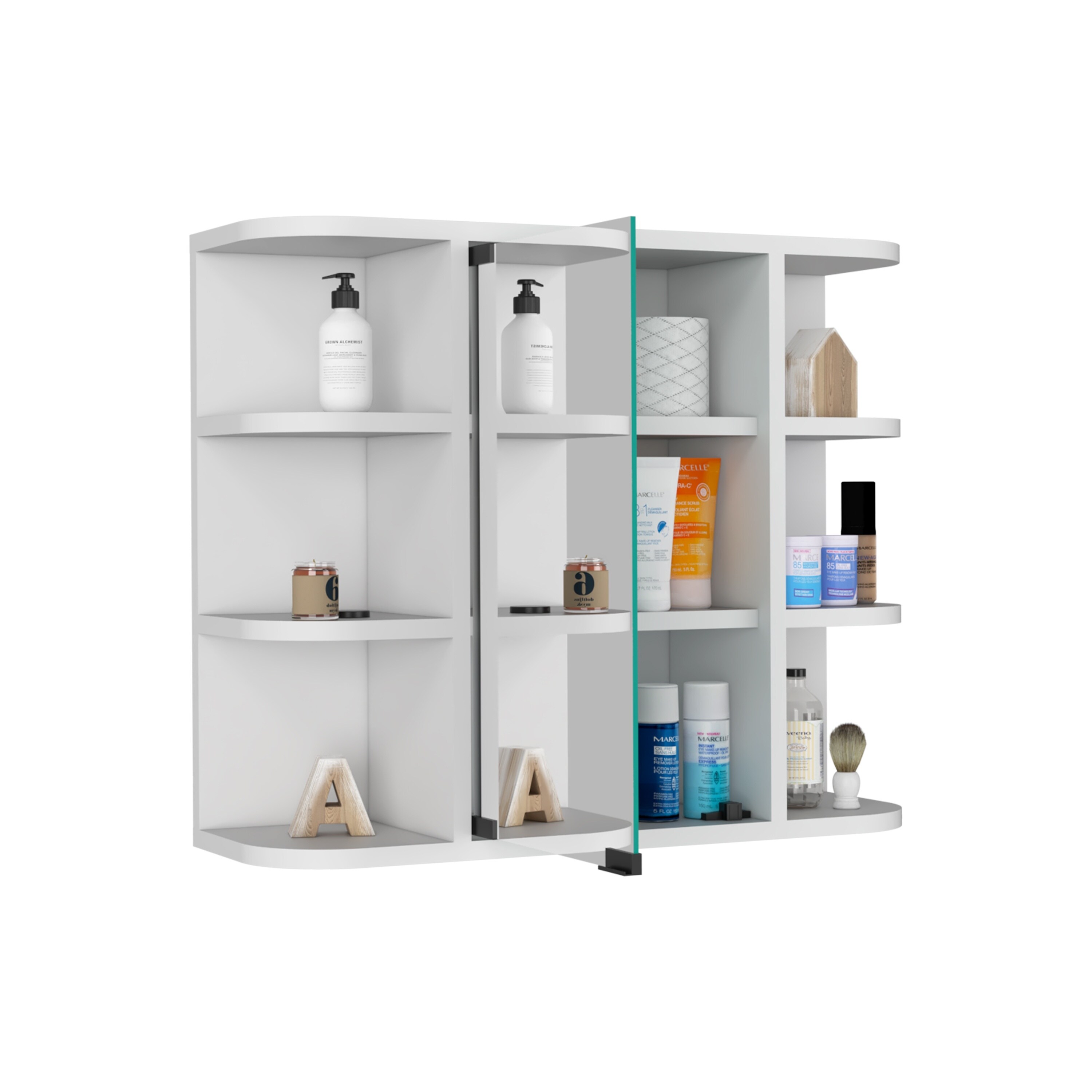 LIVACA 24 inch x 20 inch White Particle Board Medicine Cabinet with ...