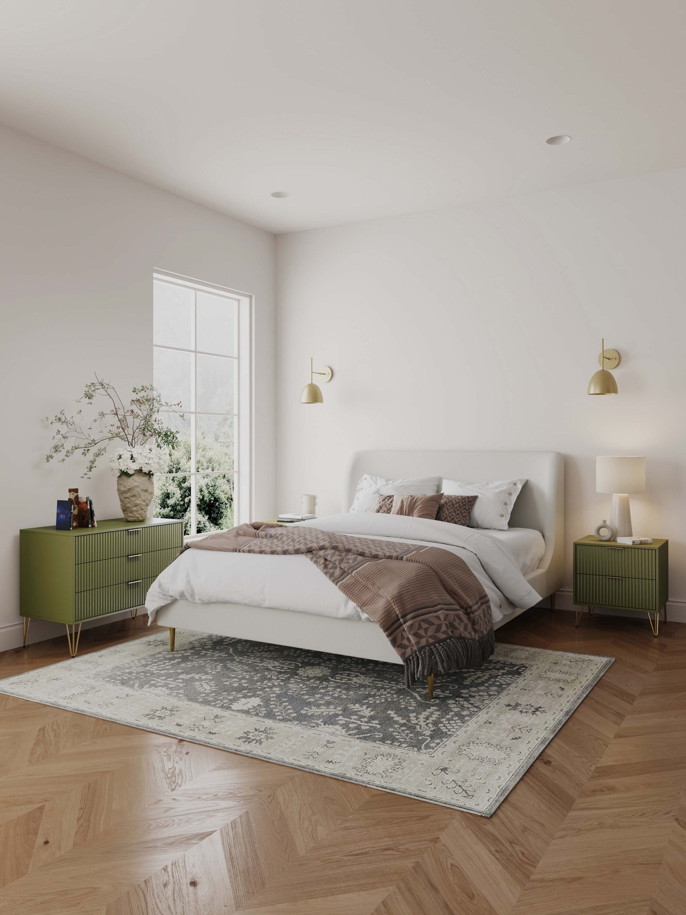 Manhattan Comfort 2-DB02-OG Olive Green 5 -Drawer Standard dresser