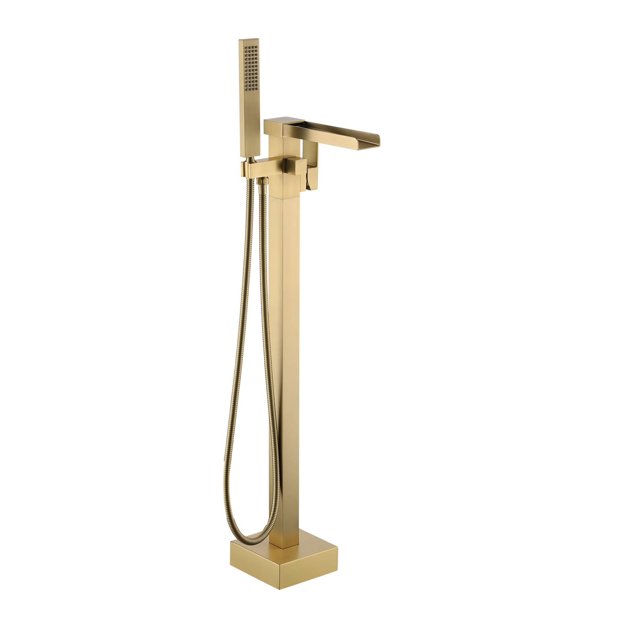 Clihome SMD-BTF37BG Brushed gold 1-handle Freestanding Waterfall Bathtub Faucet with Hand Shower ( Valve Included )