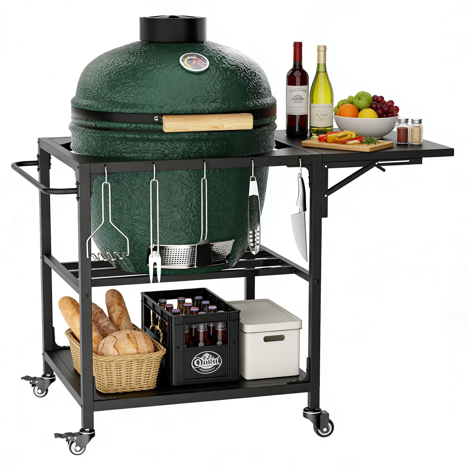 Hrinhom - Black Steel Folding Grill cart