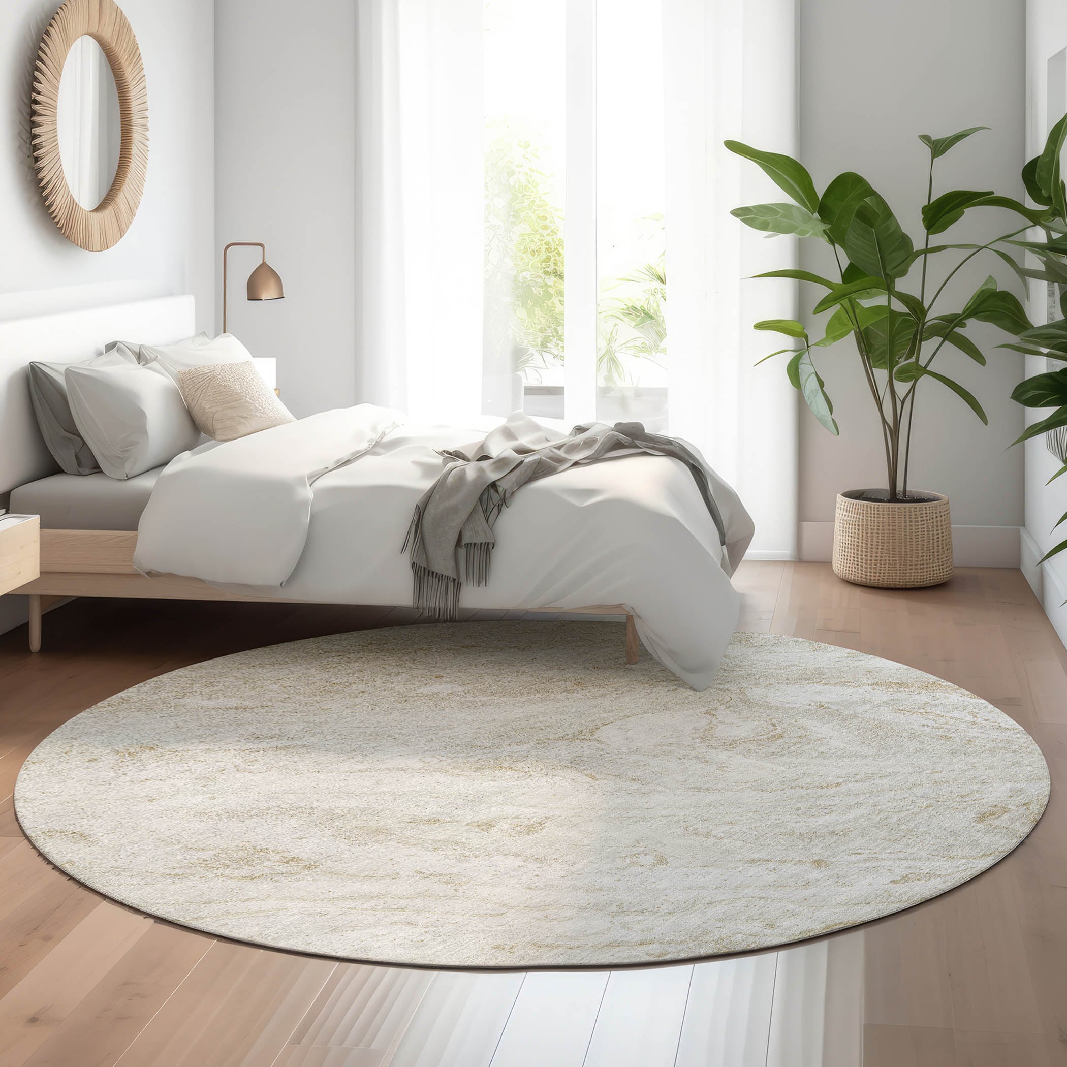 Addison Rugs AMF640IV8RO Mayfield AMF640IV 8 x 8 (ft) Loomed Polyester Ivory Round Indoor Geometric Machine washable Area rug