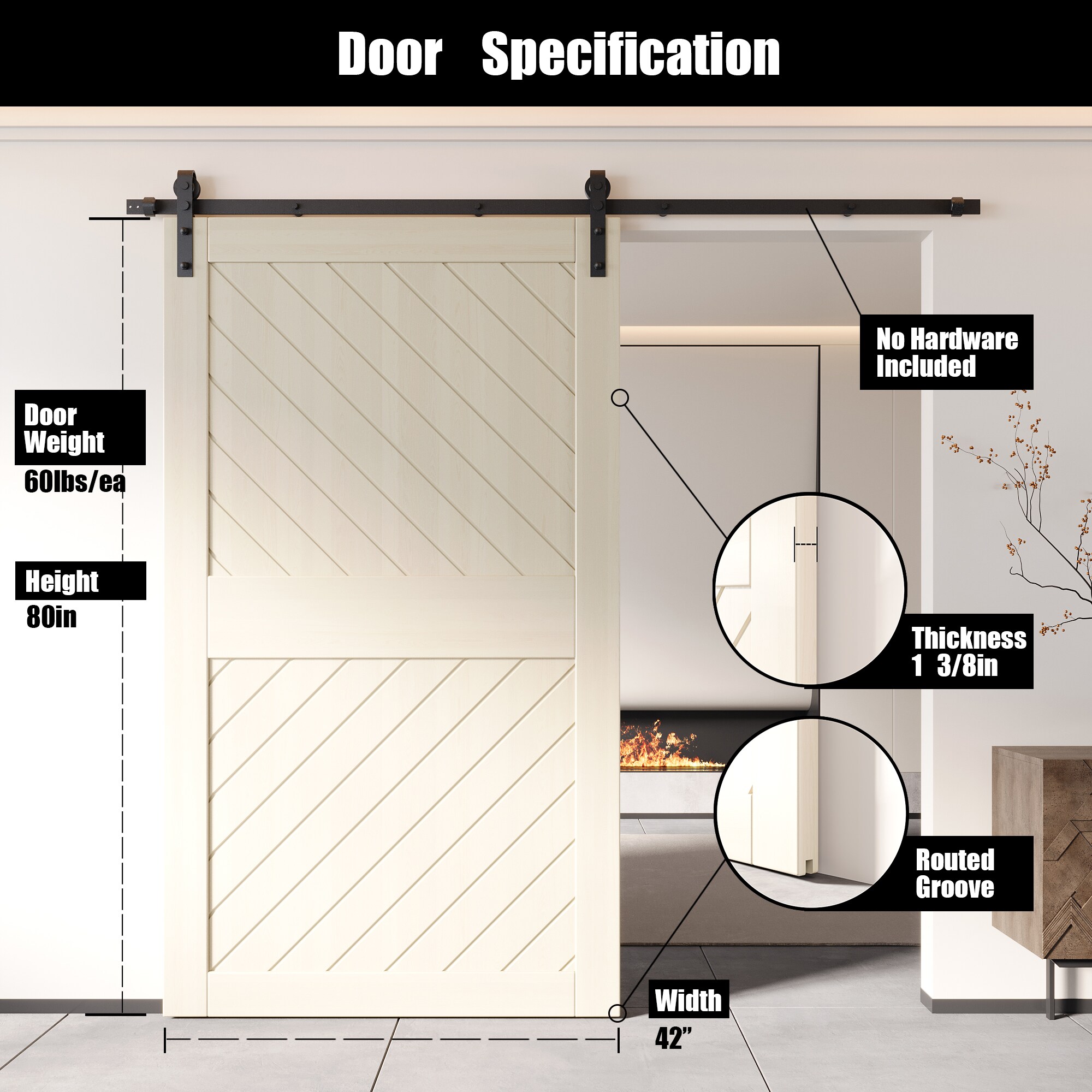 HOMACER XT4-4284-TG Barn-Doors - View #2