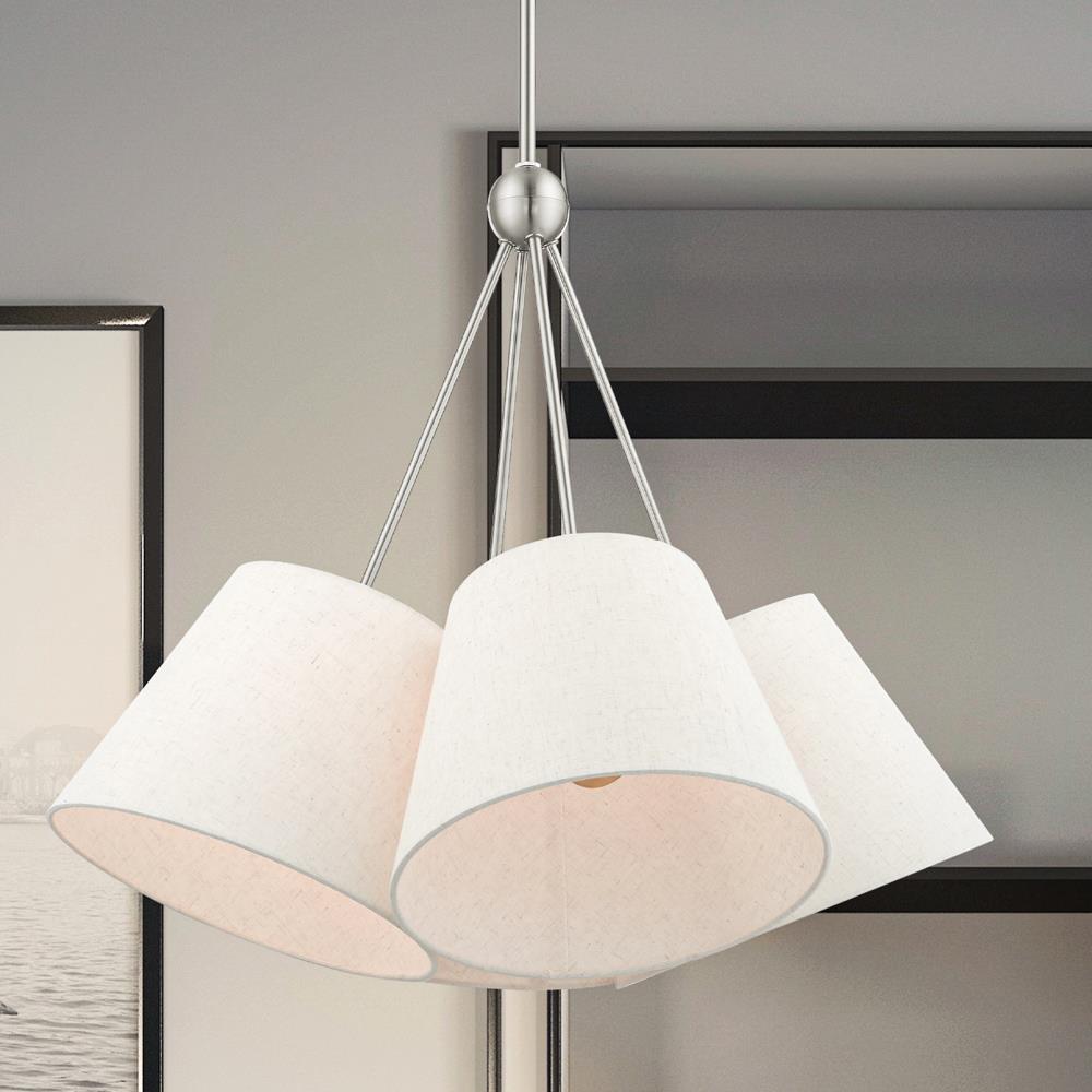 Prato Modern 4-Light Chandelier with Oatmeal Fabric Shade