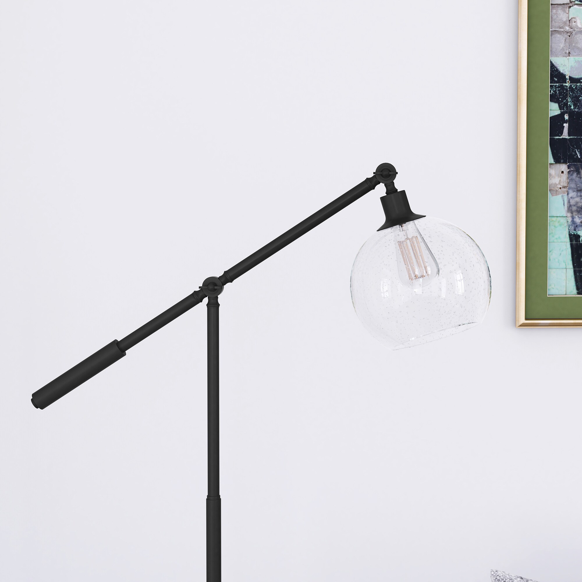 Dardan Traditional Voice-Controlled Floor Lamp in Brushed Gold with Clear Glass Dome