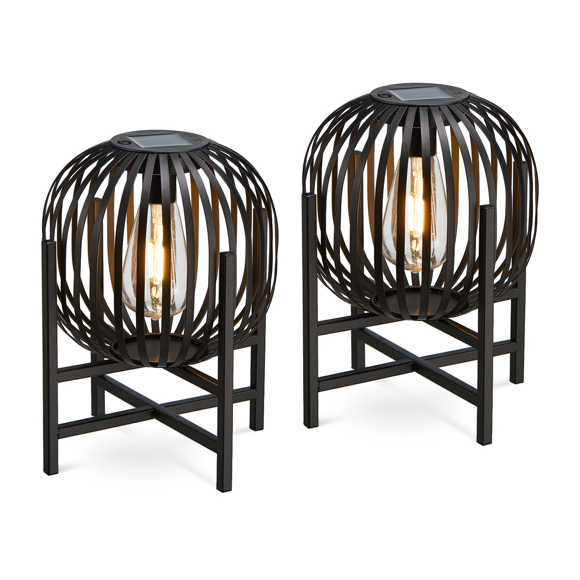 Glitzhome 2023300081 8.75-in x 11.5-in Black Metal Solar Outdoor Decorative Lantern