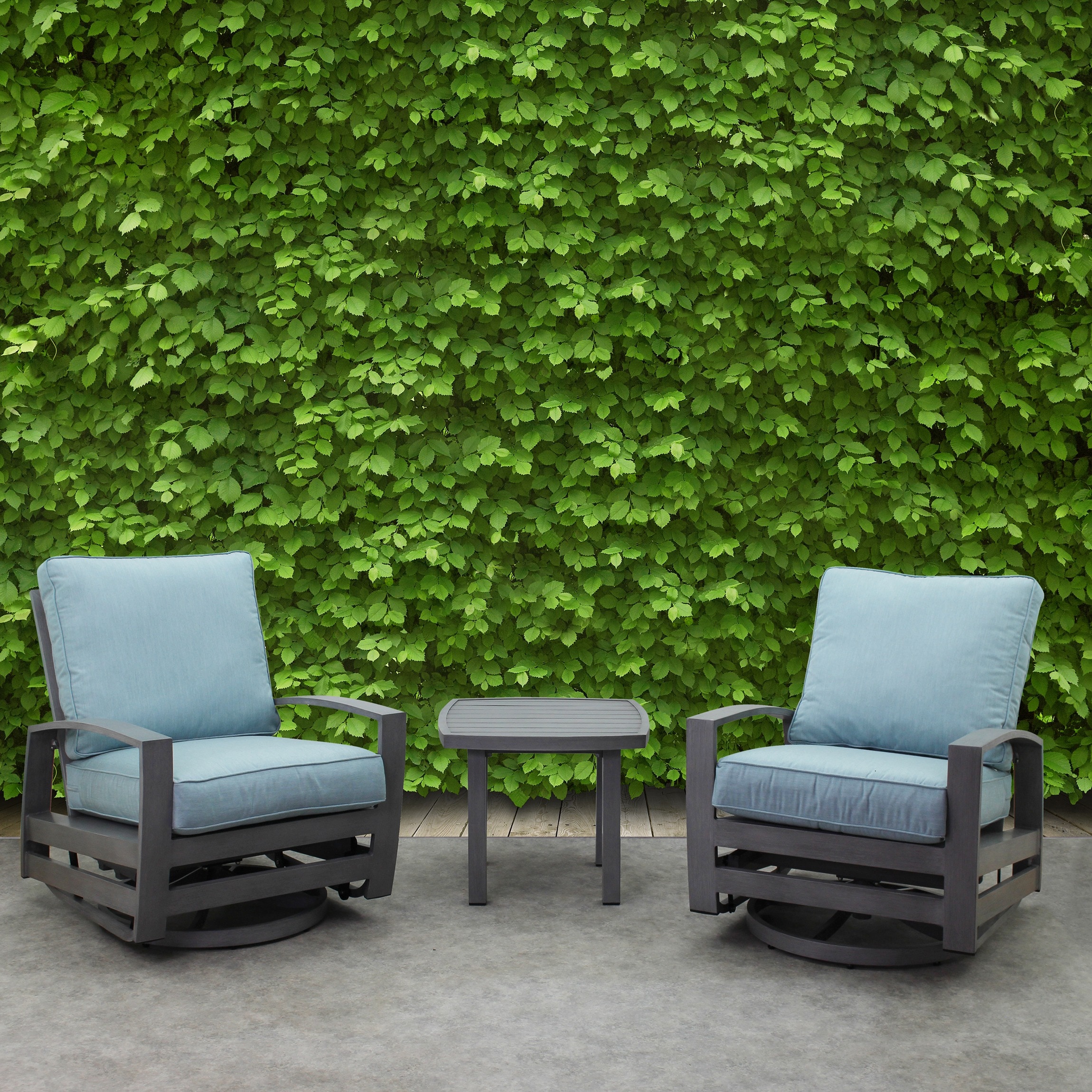 Courtyard Casual 5278 Cabo 3-Piece Patio Conversation Set with Blue Sunbrella Cushions