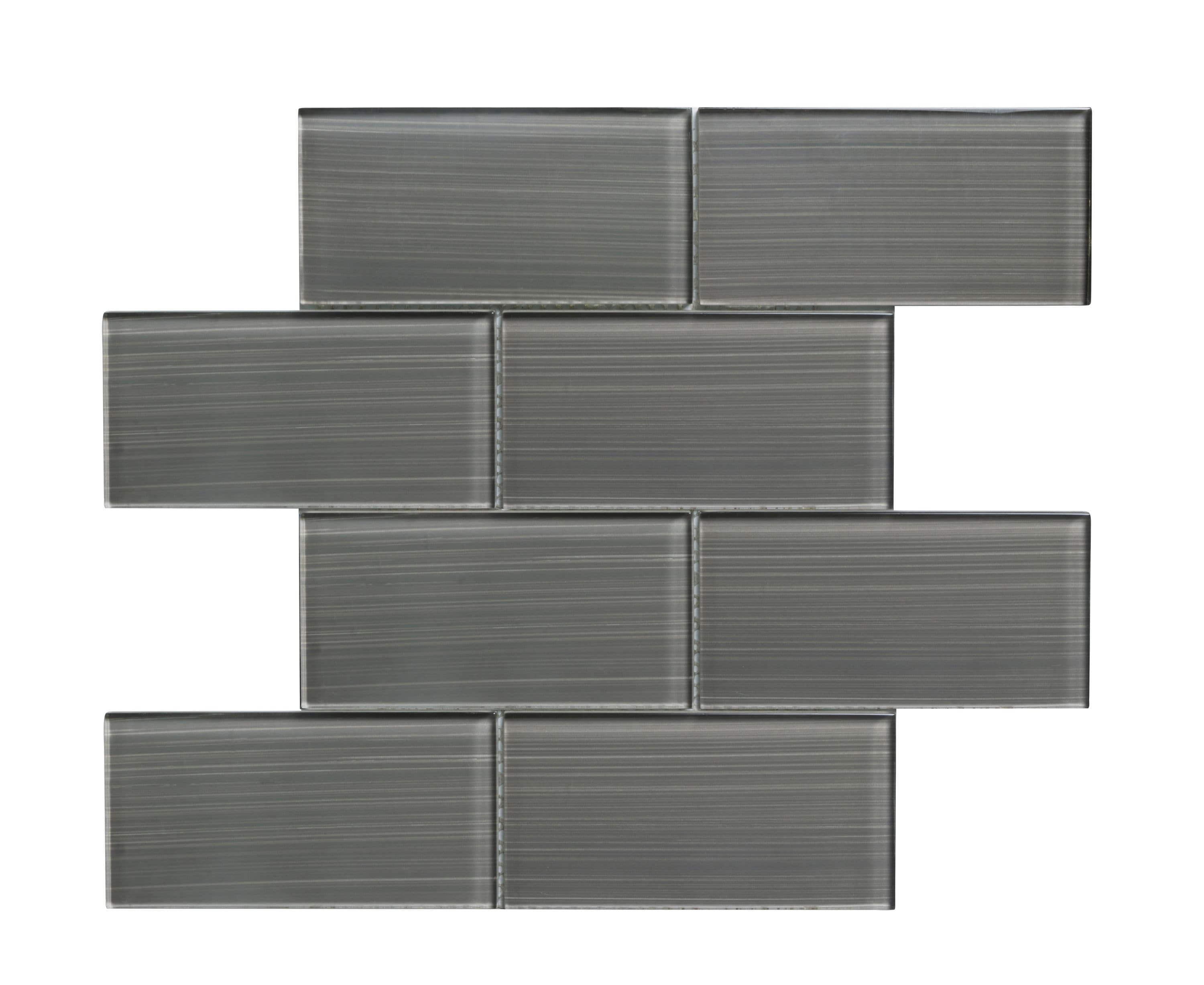 WS Tiles WST-12C Hand Painted Glass Series Dark Gray 3-in x 6-in Hand-painted Glass Standard Wall Tile ( 5-sq ft Carton )