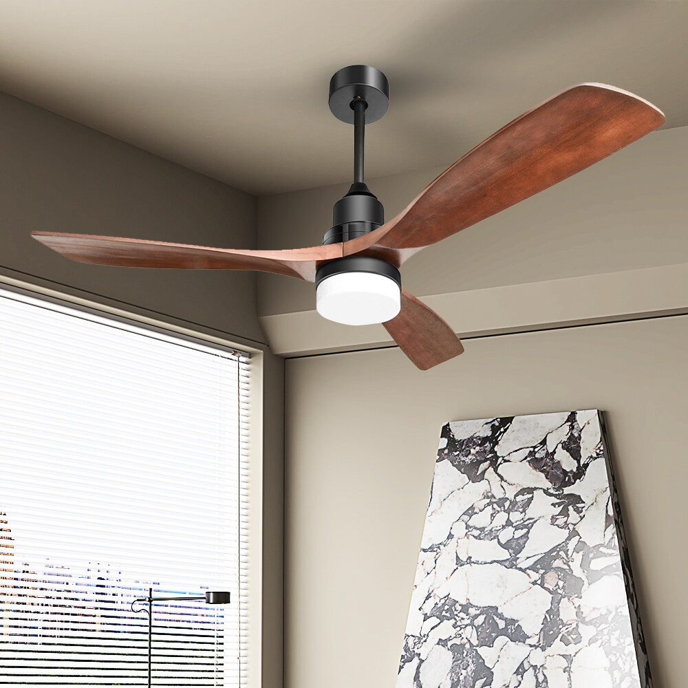 Sunrinx 52-in Black-Brown Indoor Propeller Ceiling Fan with Light and ...