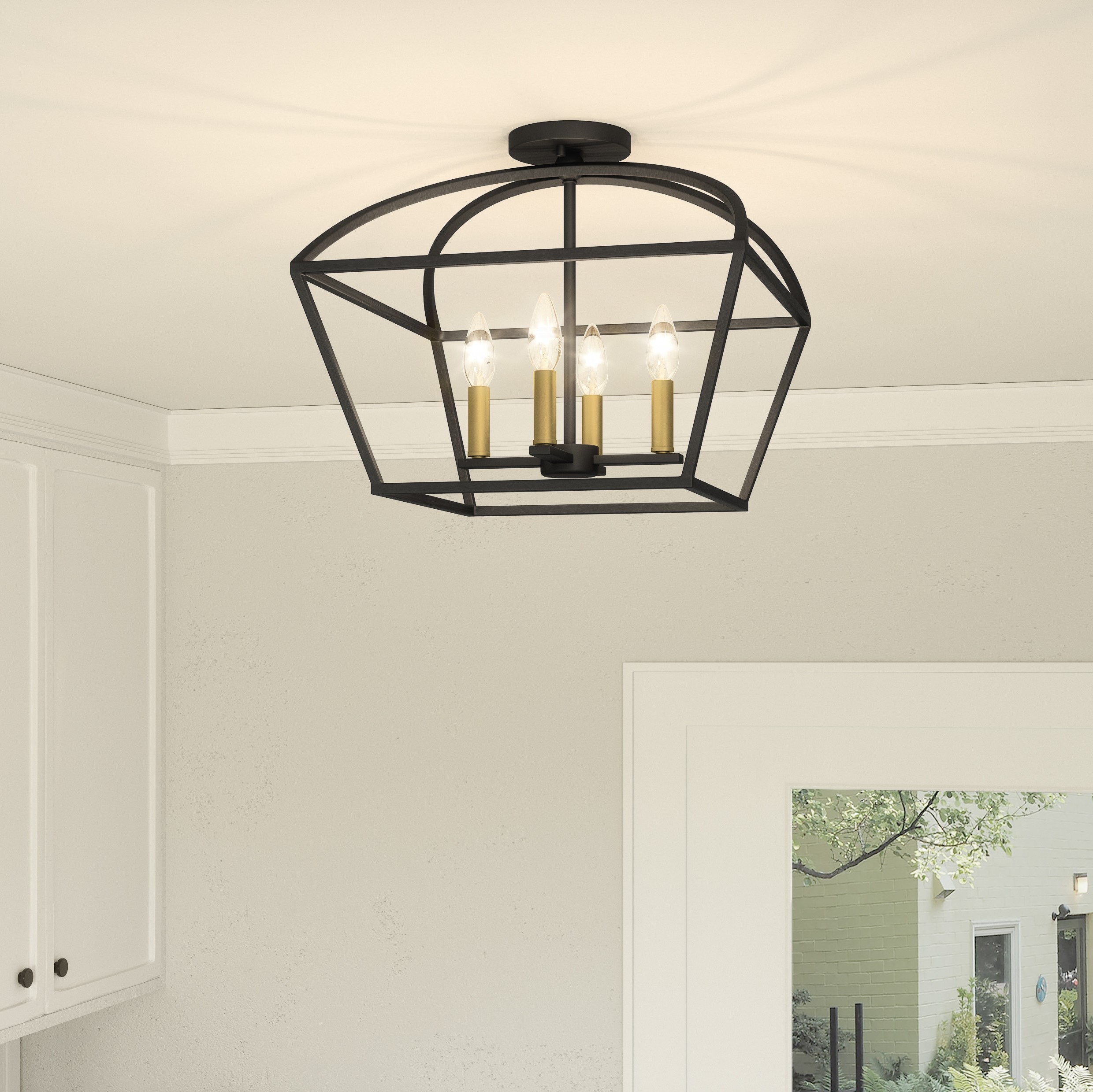 Quoizel COB1716MBK Concho Bay 4-Light 16-in Matte Black Semi mount light