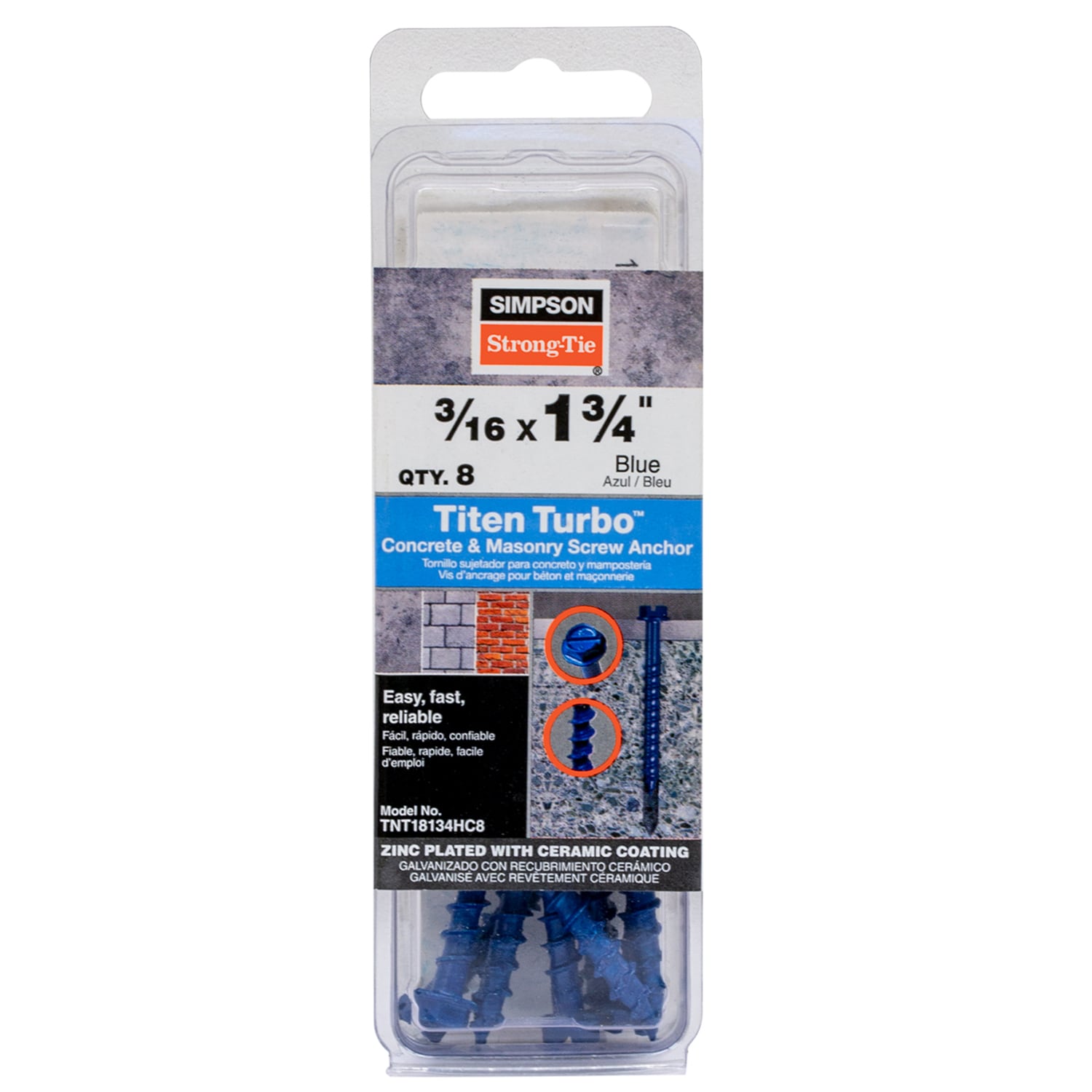 Simpson Strong-Tie TNT18134HC8 3/16-in x 1-3/4-in Concrete Anchors 8 -Pack