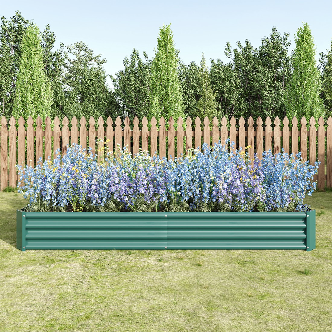 Damerin GB-002 44.69-in W x 91.34-in L x 11.81-in H Green Metal Raised Garden Bed