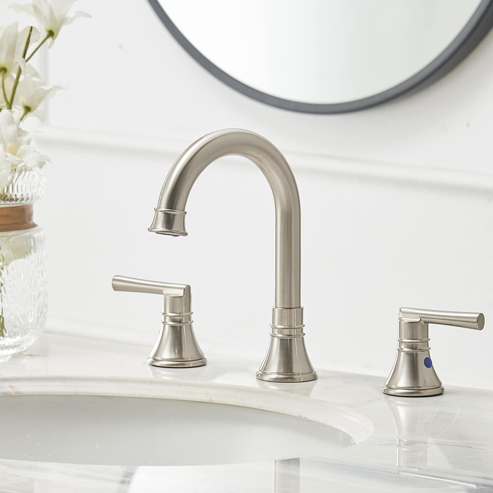 Elegant Brushed Nickel Widespread 2-Handle Bathroom Faucet