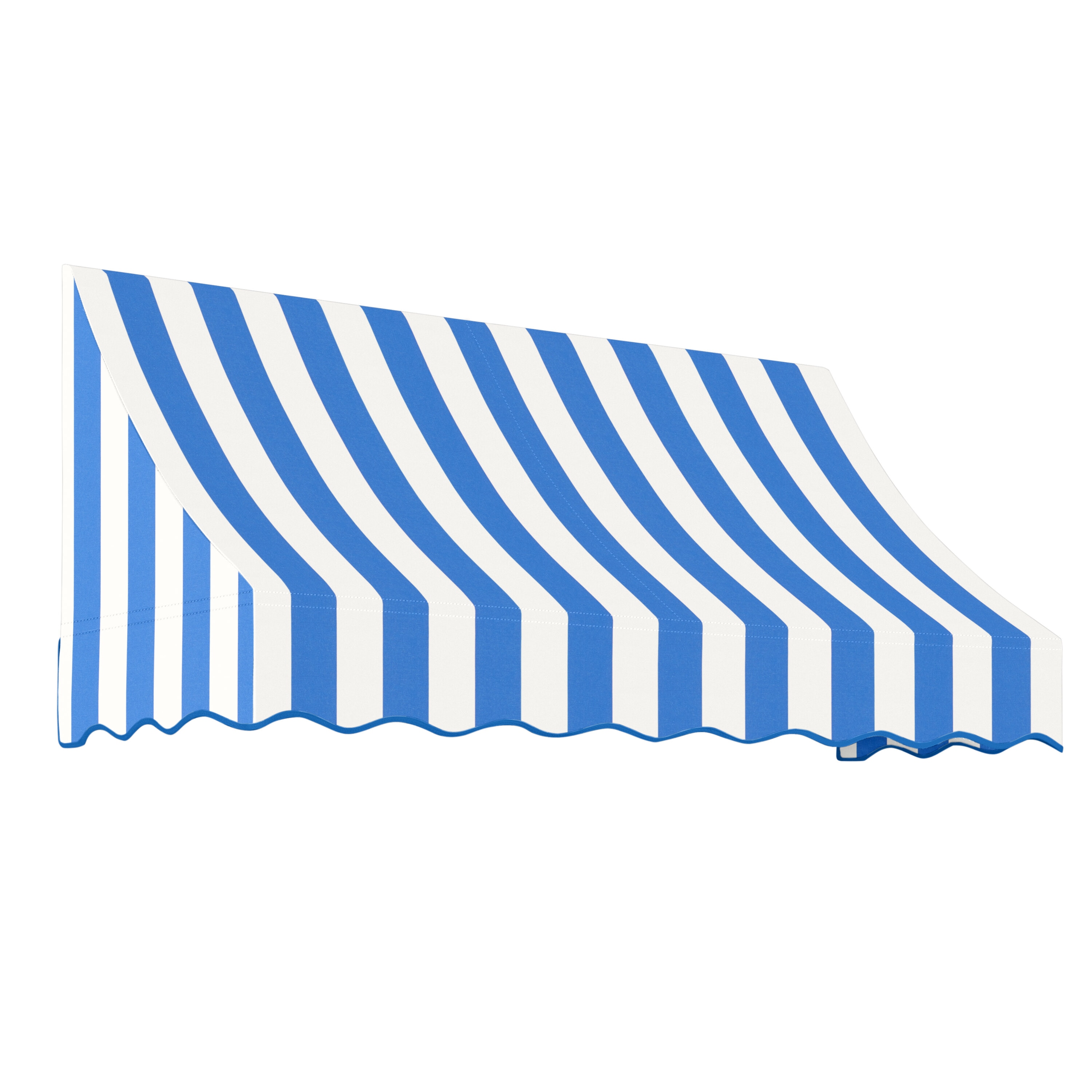 Awntech NT33-L-10BBW Nantucket 124.5-in Wide x 36-in Projection x 44-in Height Fabric Bright Blue/White Stripe Striped Fixed Window/Door Awning