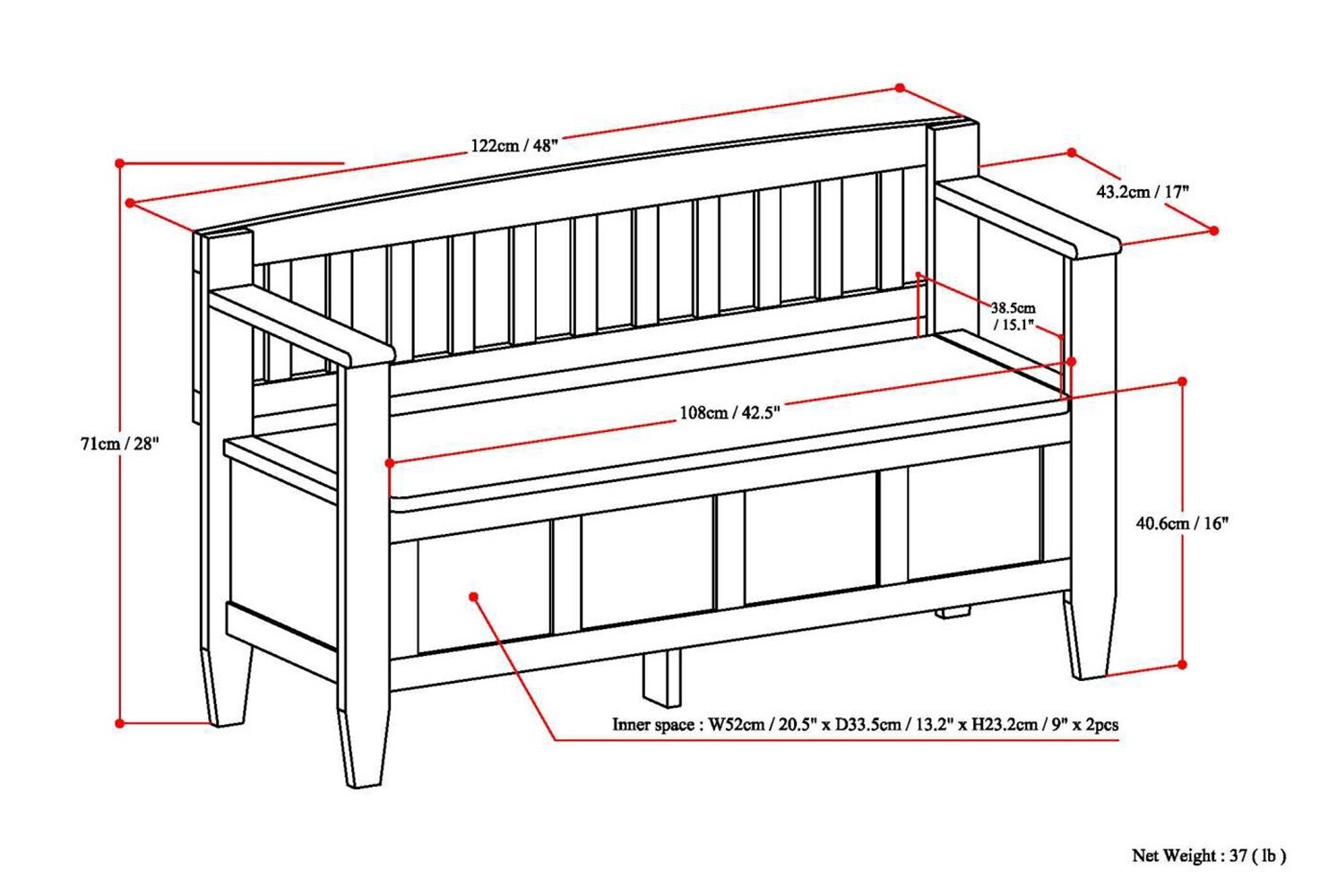 Simpli Home 3AXCBROBEN-BL bench - View #9