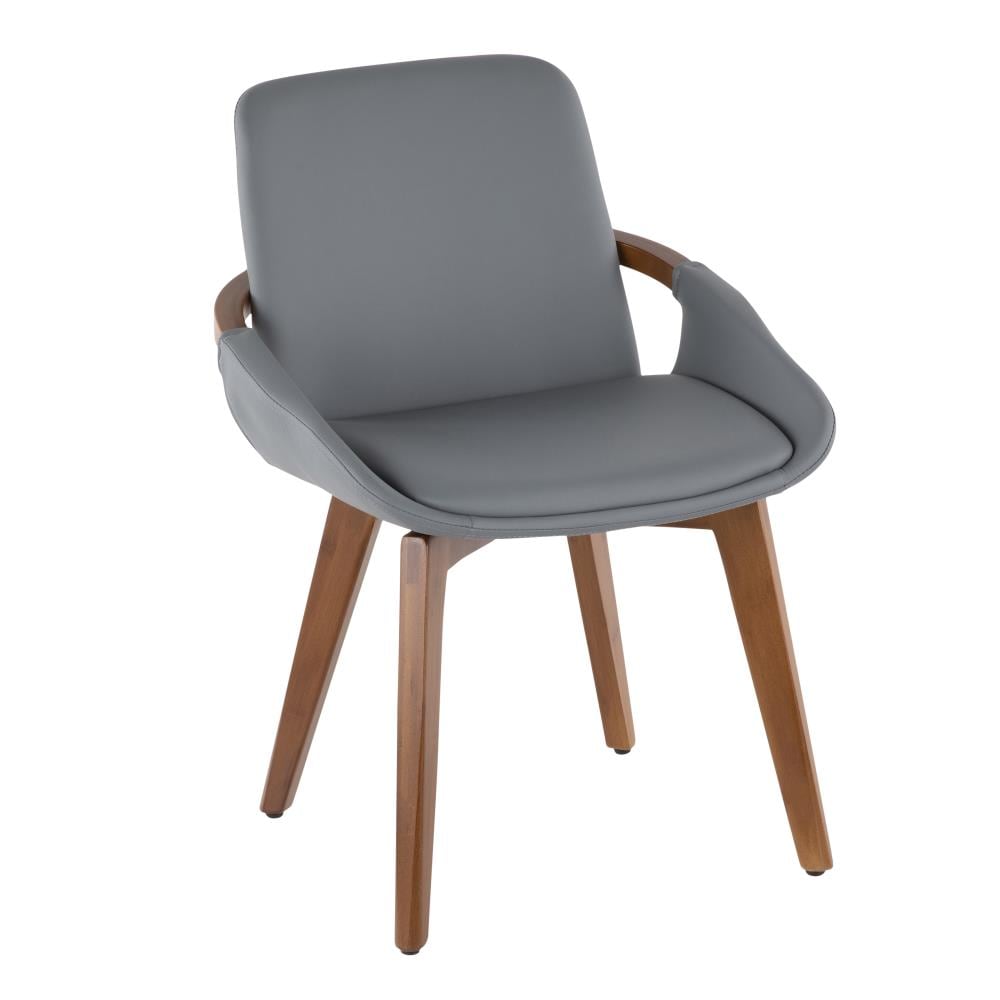LumiSource CH-COSMO WL+GY Cosmo Midcentury Walnut Bamboo, Grey Pu Faux Leather Accent Chair