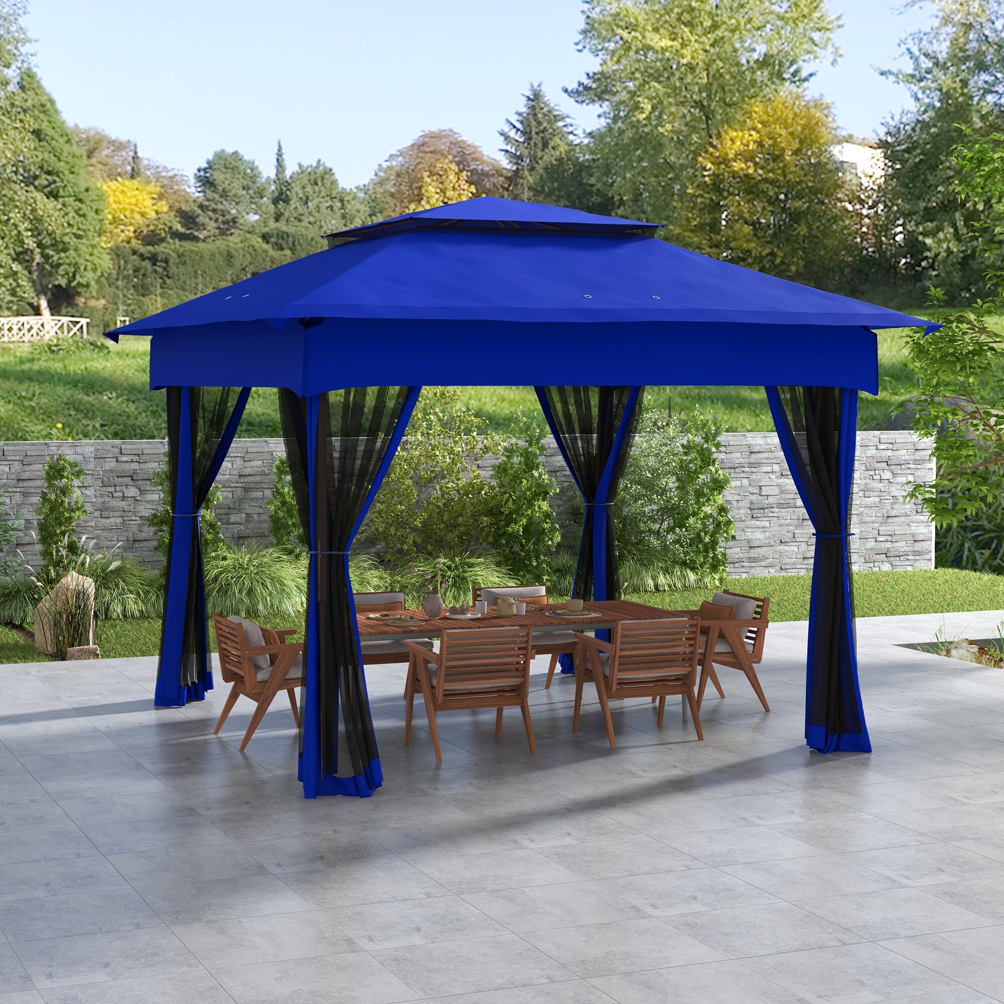 Outsunny 840-166V00BU Wood-Resin-Gazebos - View #2