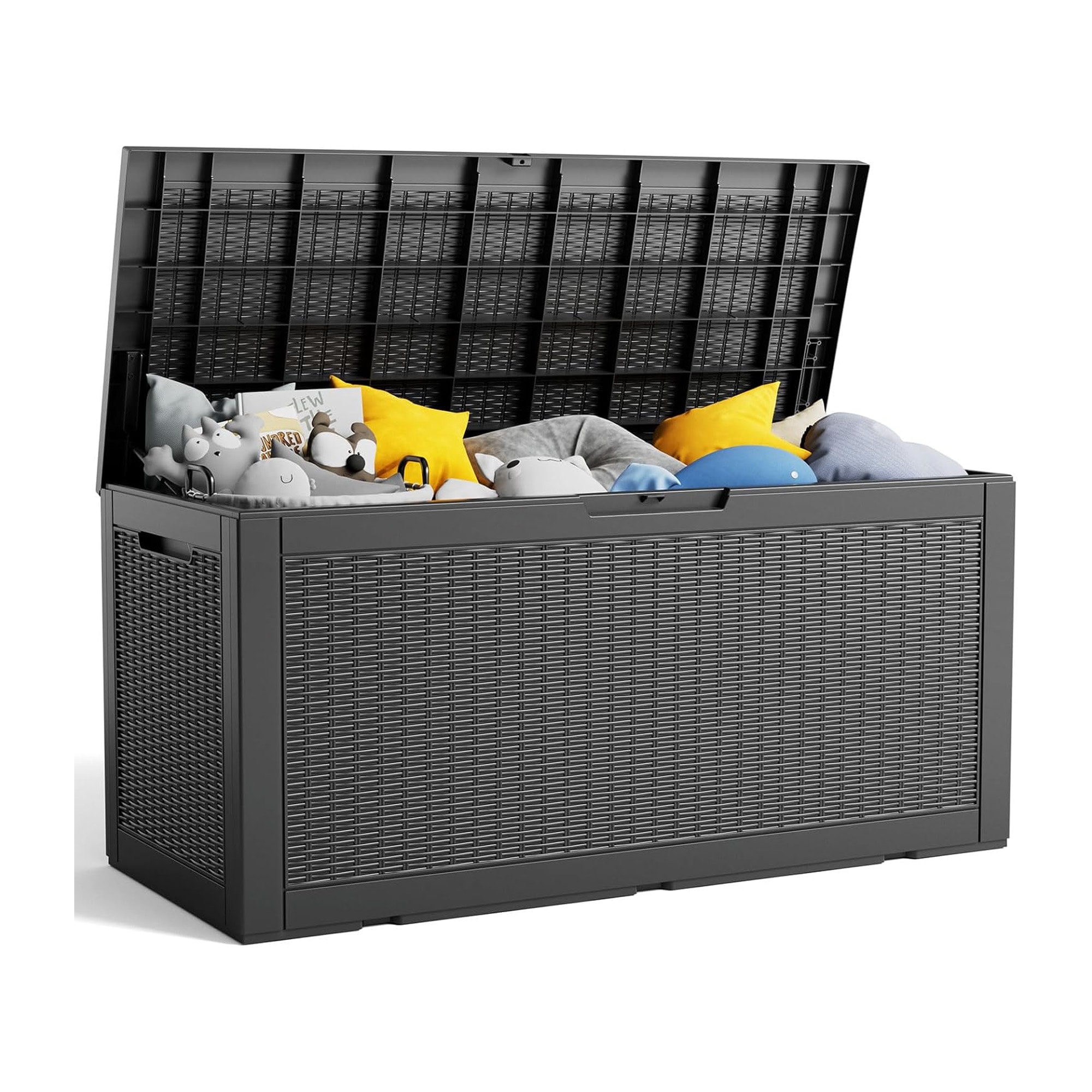 Gaierptone CRXHOR7AQ34 Deck Box 48-in L x 21.4-in 100-Gallon Black Plastic Deck Box