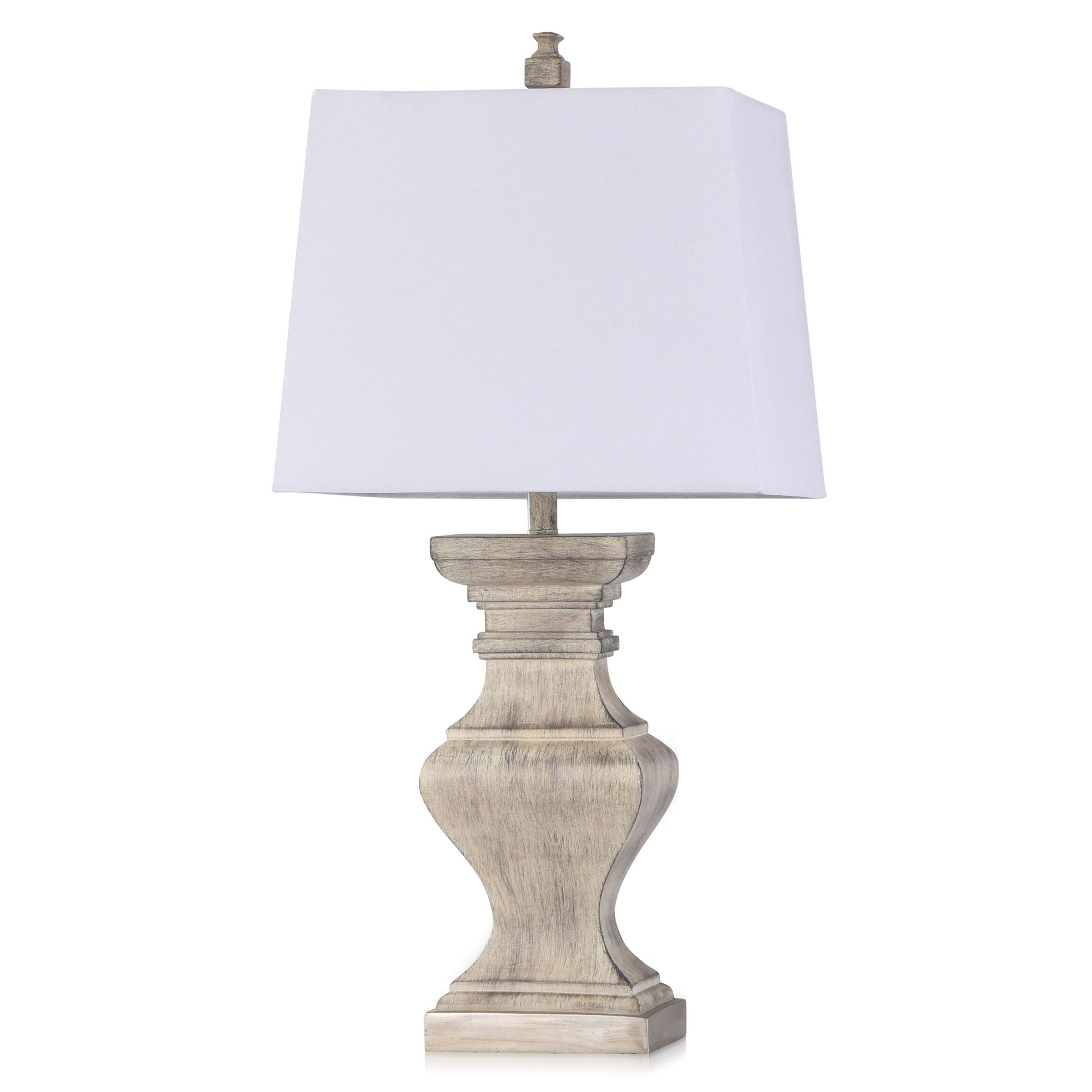 StyleCraft Home Collection L330827DS BOKAVA Ivory Distresed Finish 3-way Table Lamp with Linen Shade
