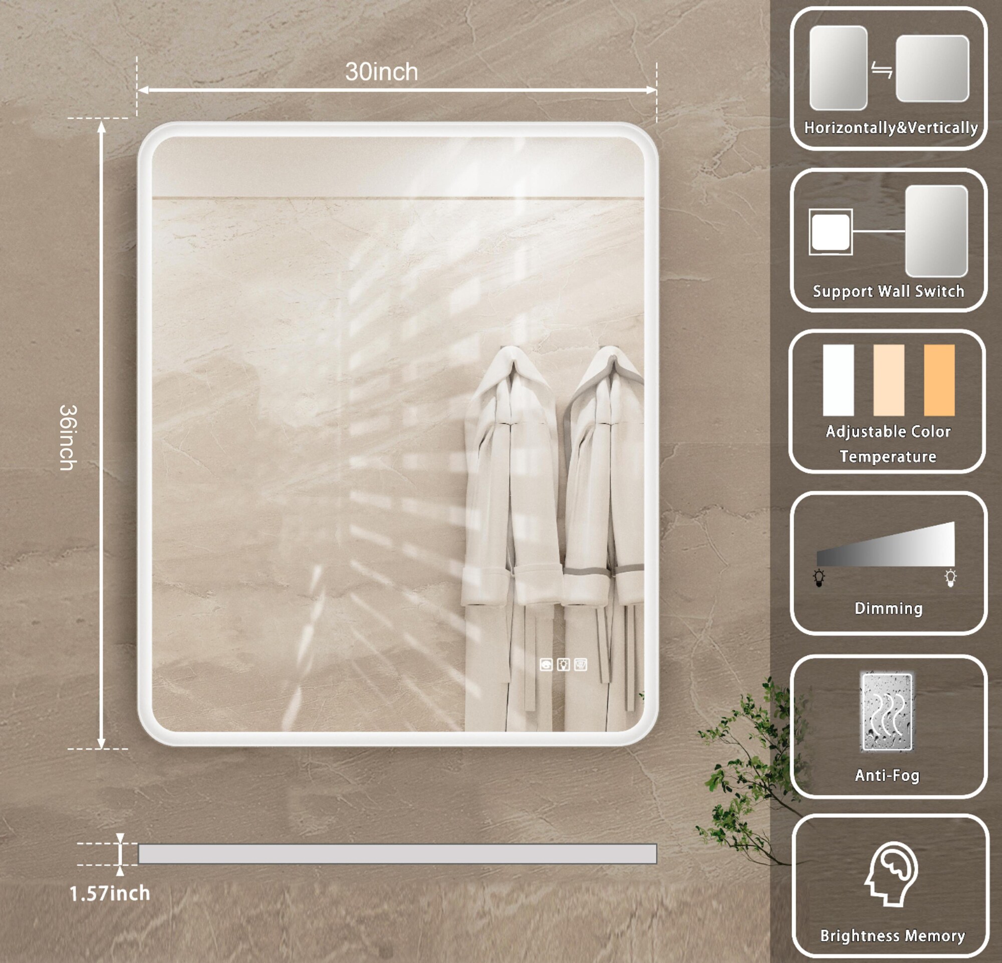 ExBrite X4BM3036 Framed-Bath-Mirrors - View #2