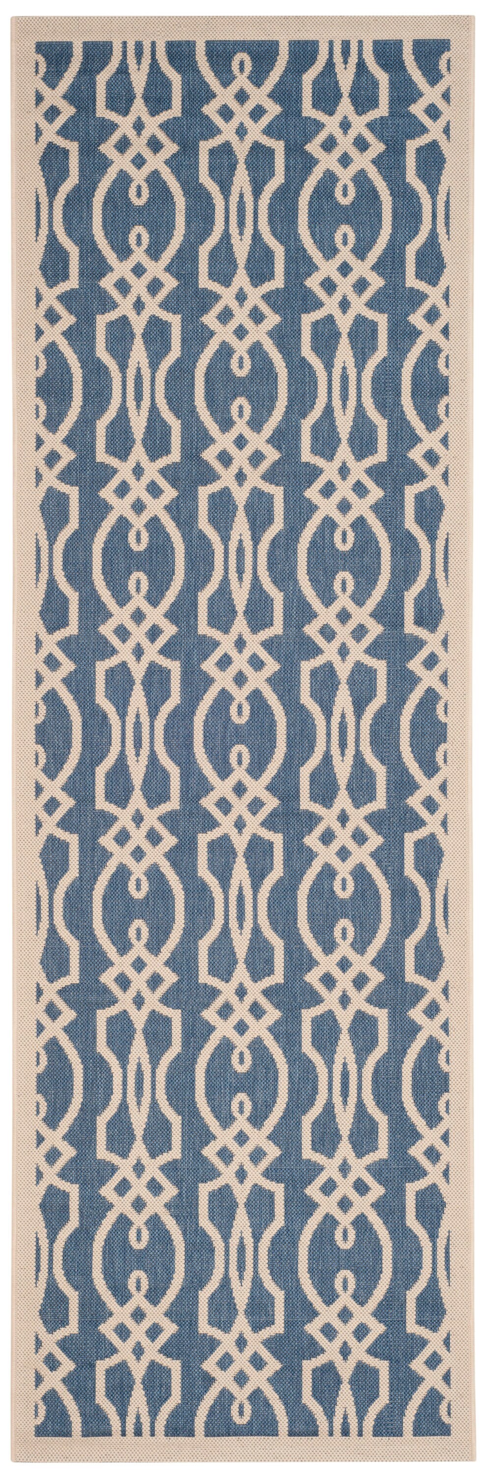 Martha Stewart MSR4220-233-38 Villa Screen 3 x 8 (ft) Loomed Polypropylene Azurite Rectangular Indoor Abstract Coastal Runner rug