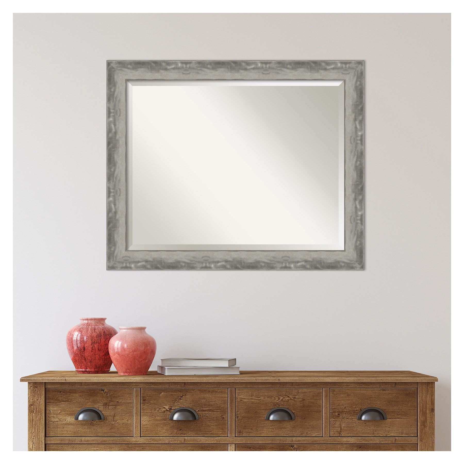 Waveline Silver Full-Length Rectangular Bathroom Mirror