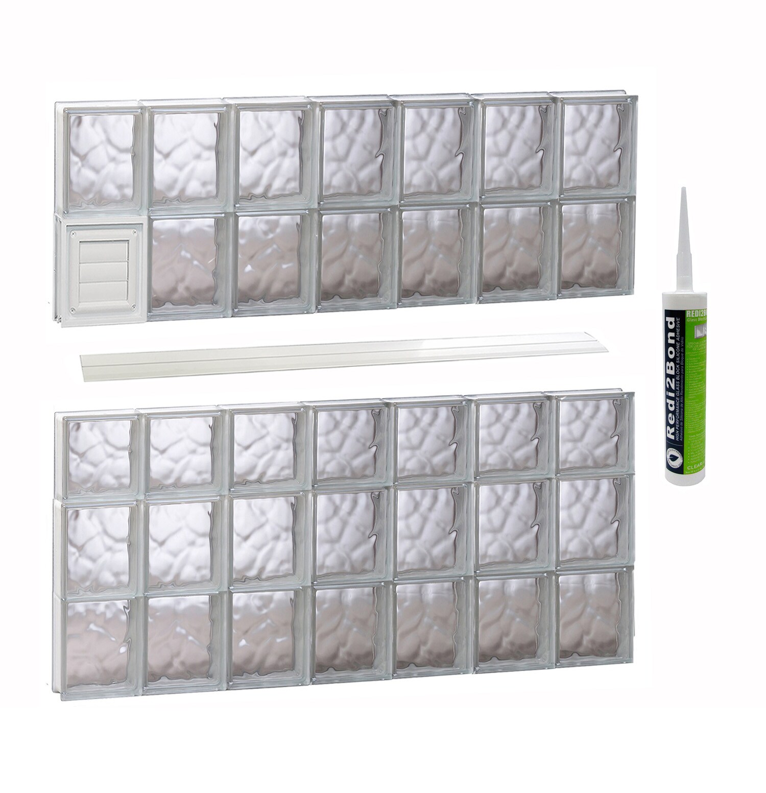 REDI2SET D4238DC Wavy Glass 40-1/4-in x 36-3/4-in Frameless Replacement Dryer vent Glass Block Window