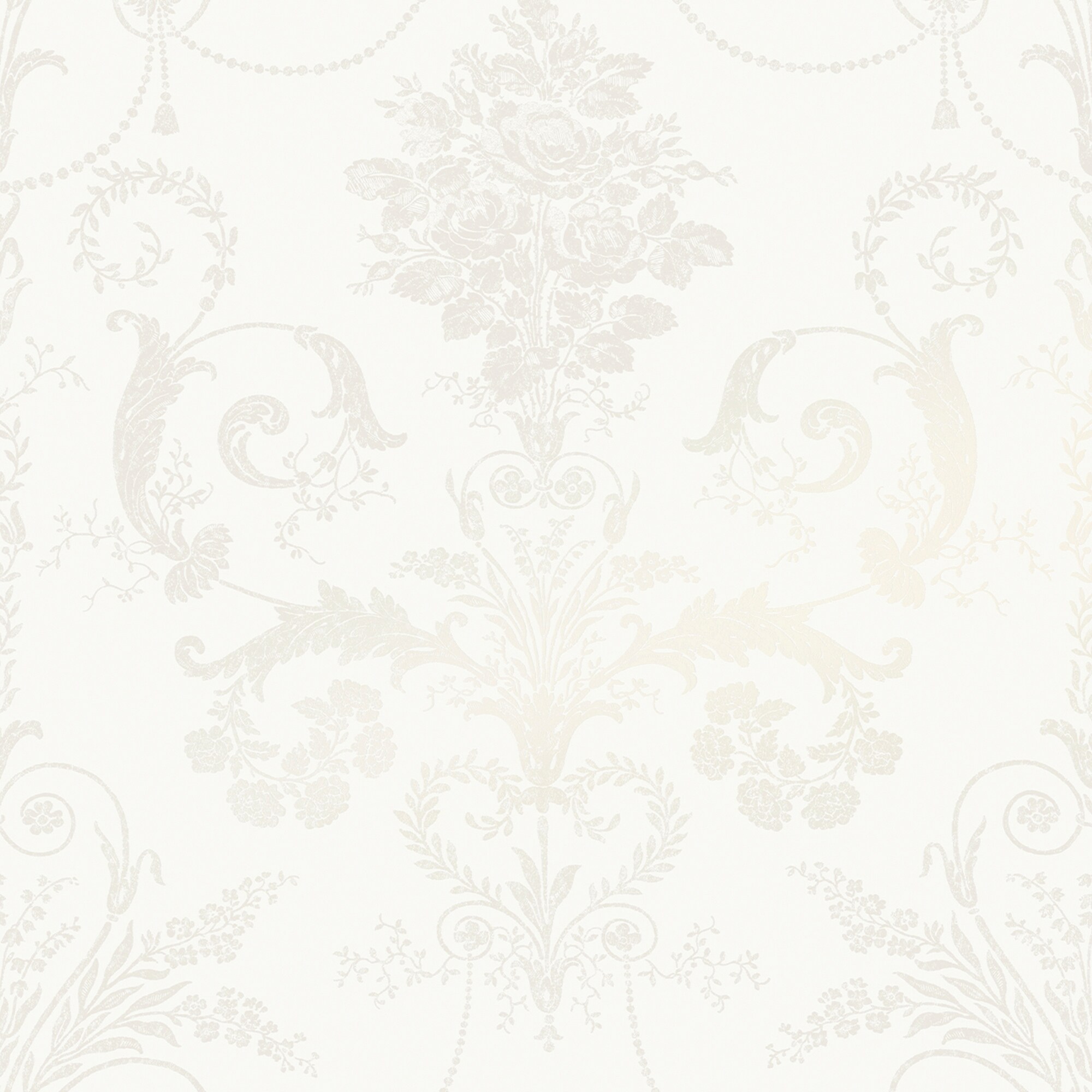 Laura Ashley 11338294 Romantic Opulence 8-Inches White Non-woven Damask 56-Sq. Feet Unpasted Paste the wall Wallpaper Sample