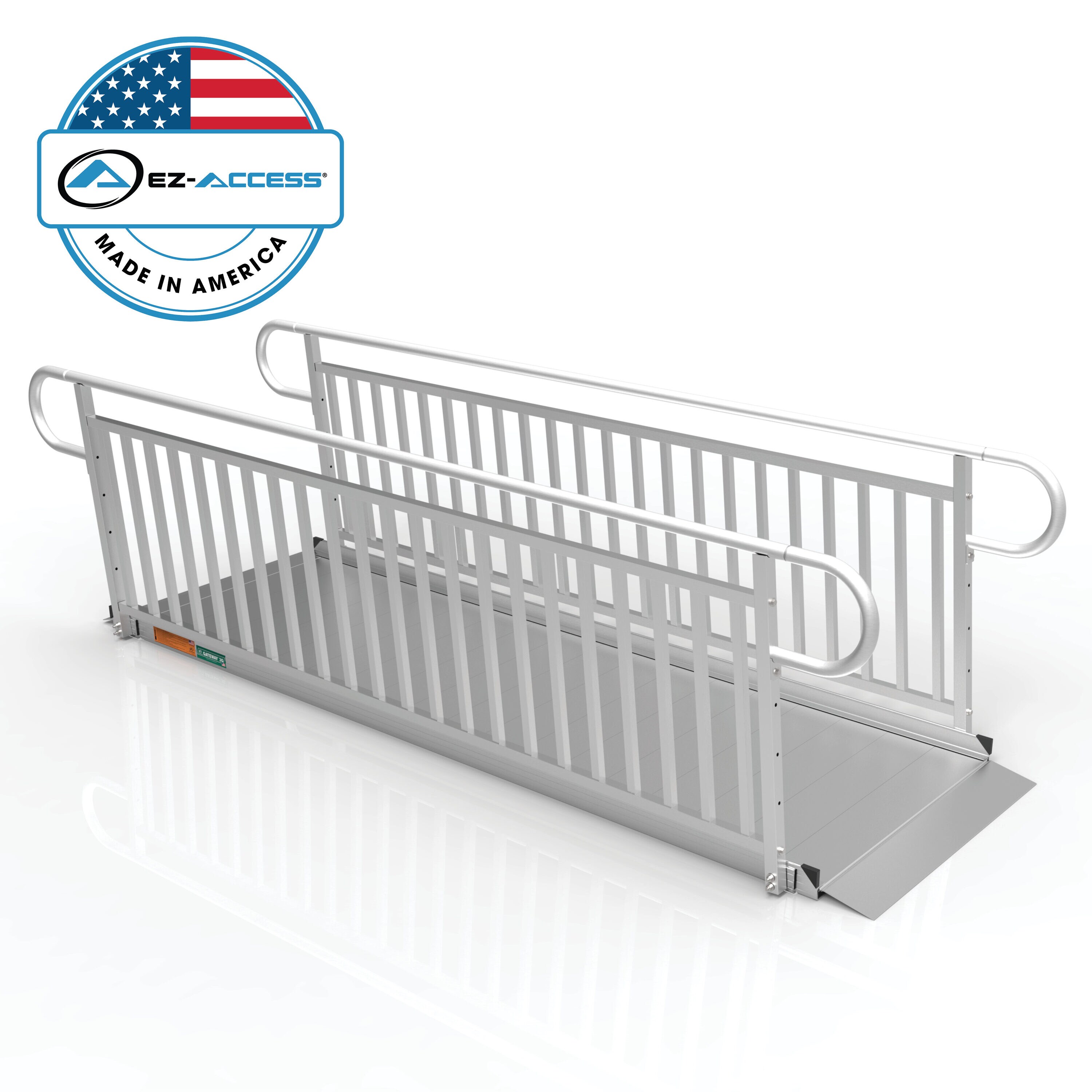 EZ-ACCESS Gateway 3G Portable Solid Surface Mobility Ramps with Vertical Picket Handrails - 6 Foot