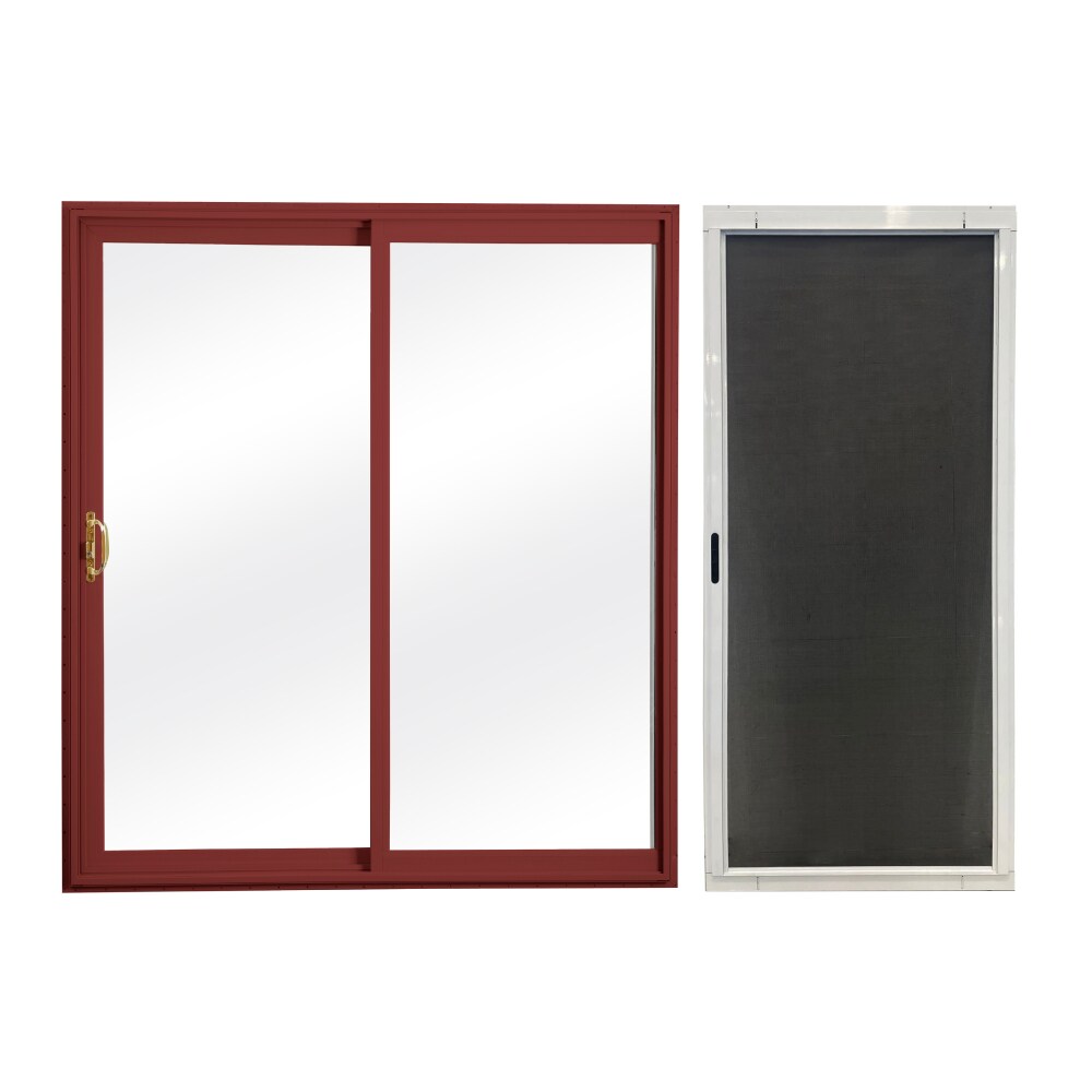 RELIABILT  60-in x 80-in Red Vinyl Universal Sliding Double Patio Door with Screen